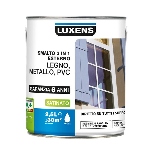 Vernice da esterno per legno e ferro e plastica LUXENS grigio zincato 1 satinato, 2.5 l