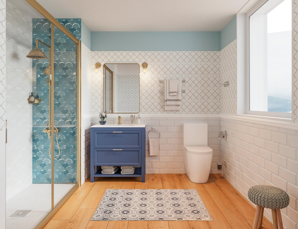 Redecora de forma original pintando los azulejos del baño