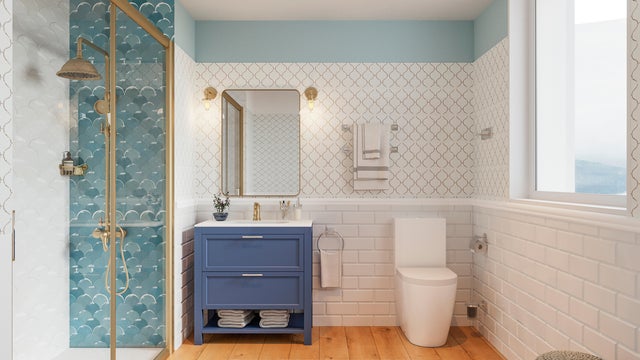Baño con papel pintado