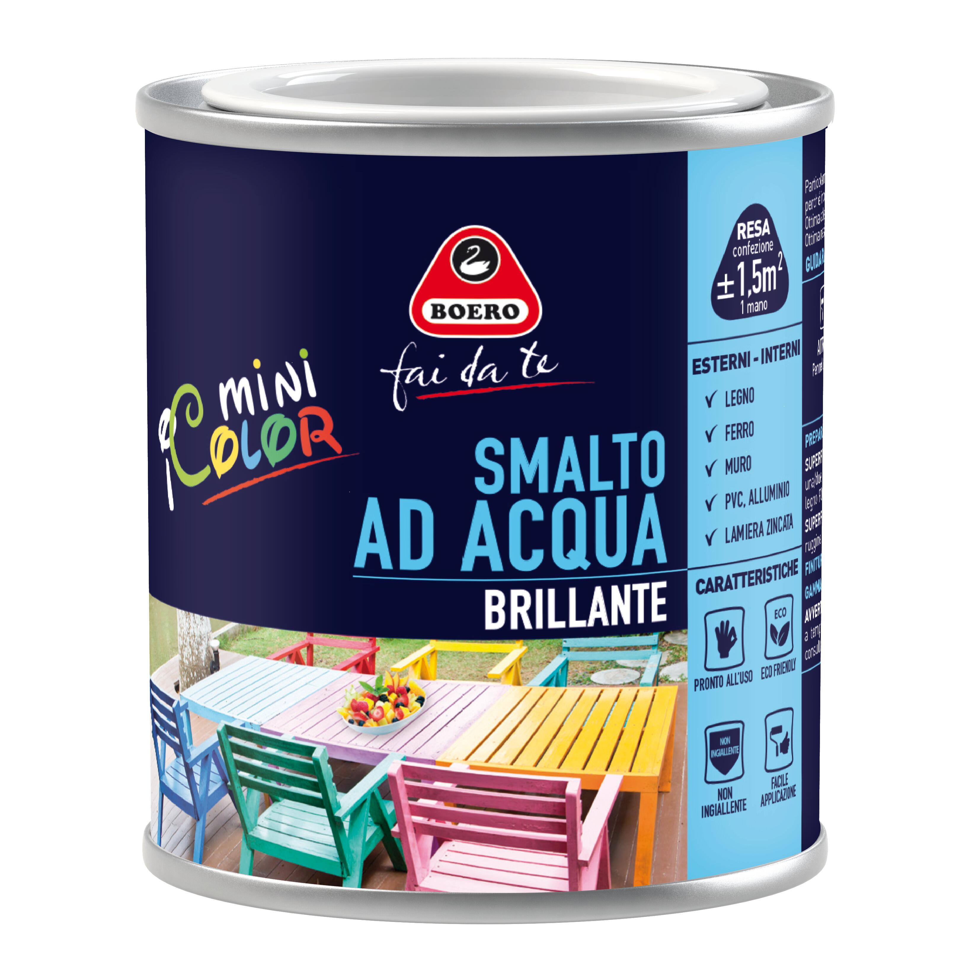 Vernice da esterno per legno e ferro e plastica e alluminio e intonaco BOERO FAI DA TE brillante bianco lucido, 0.125 l - 2