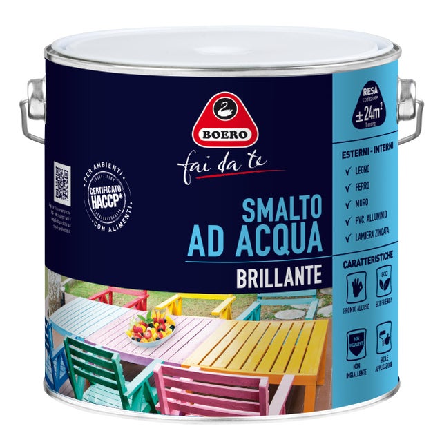 Vernice da esterno BOERO FAI DA TE brillante nero lucido, 2 l