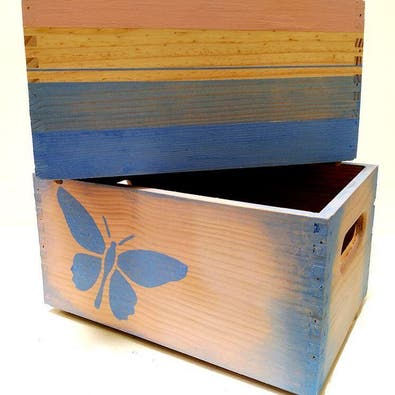 Caja de madera pinturas para colorear