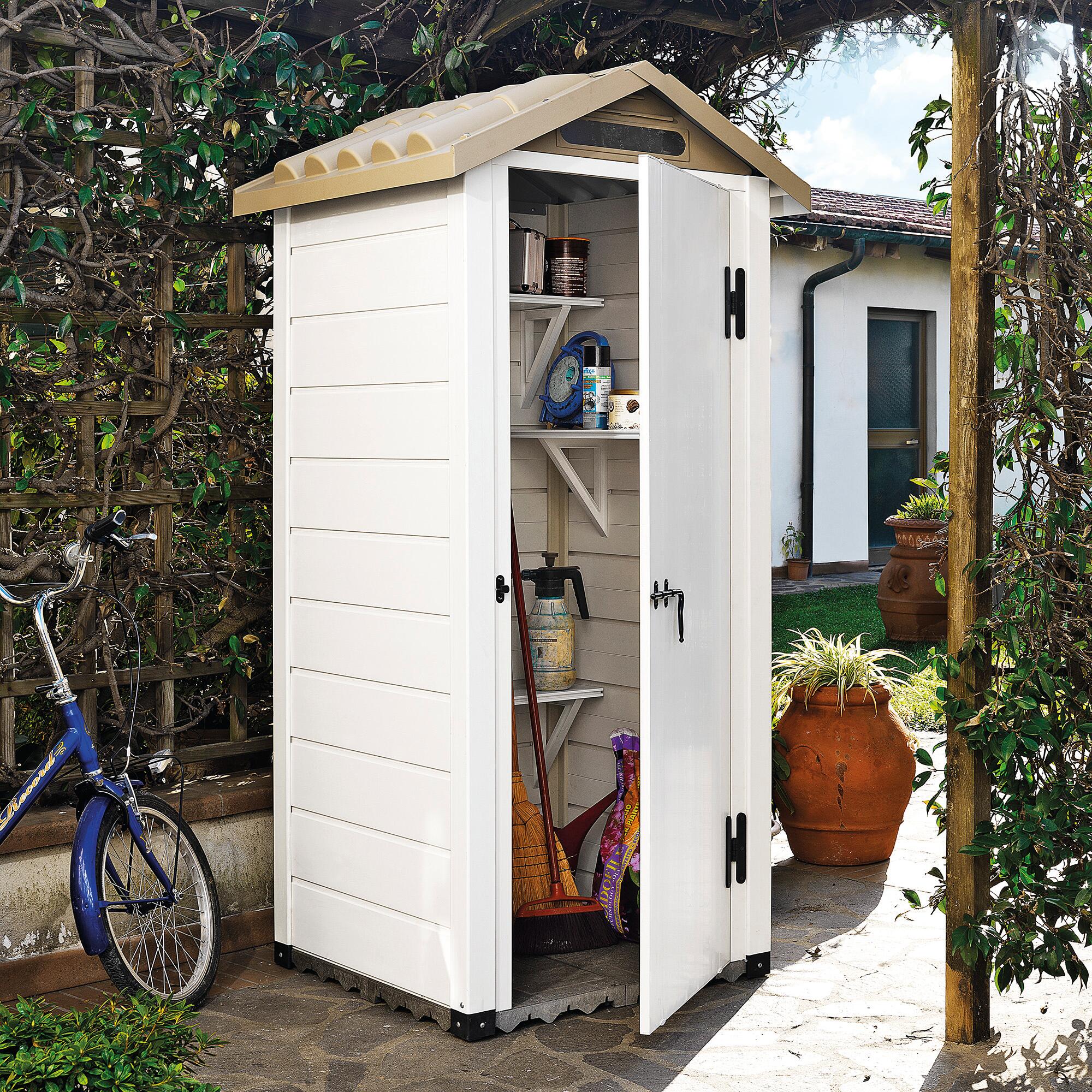 Duramax Woodside Casetta Da Giardino In PVC 325x240 Cm – Beige E Marrone, Ignifuga, 8 M², Porte Larghe E Finestre, Resistente Neve 100 Kg/m²