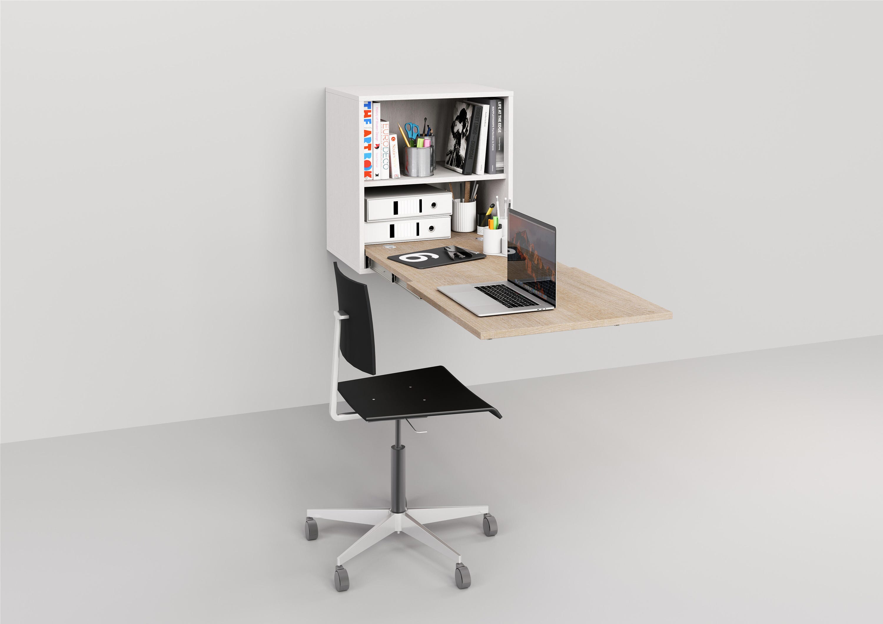 Scrivania a scomparsa SPACEO L 60 x H 60 x P 42 cm effetto rovere