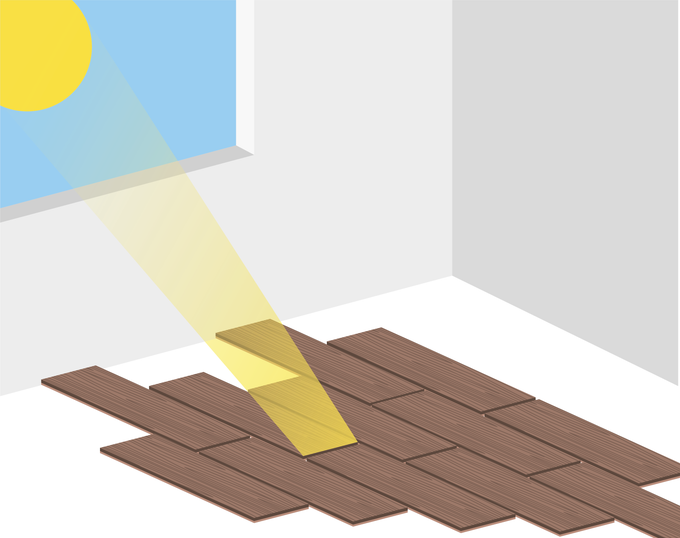 sombra en suelo laminado con bisel