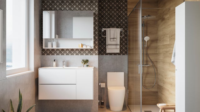 Baño con papel pintado