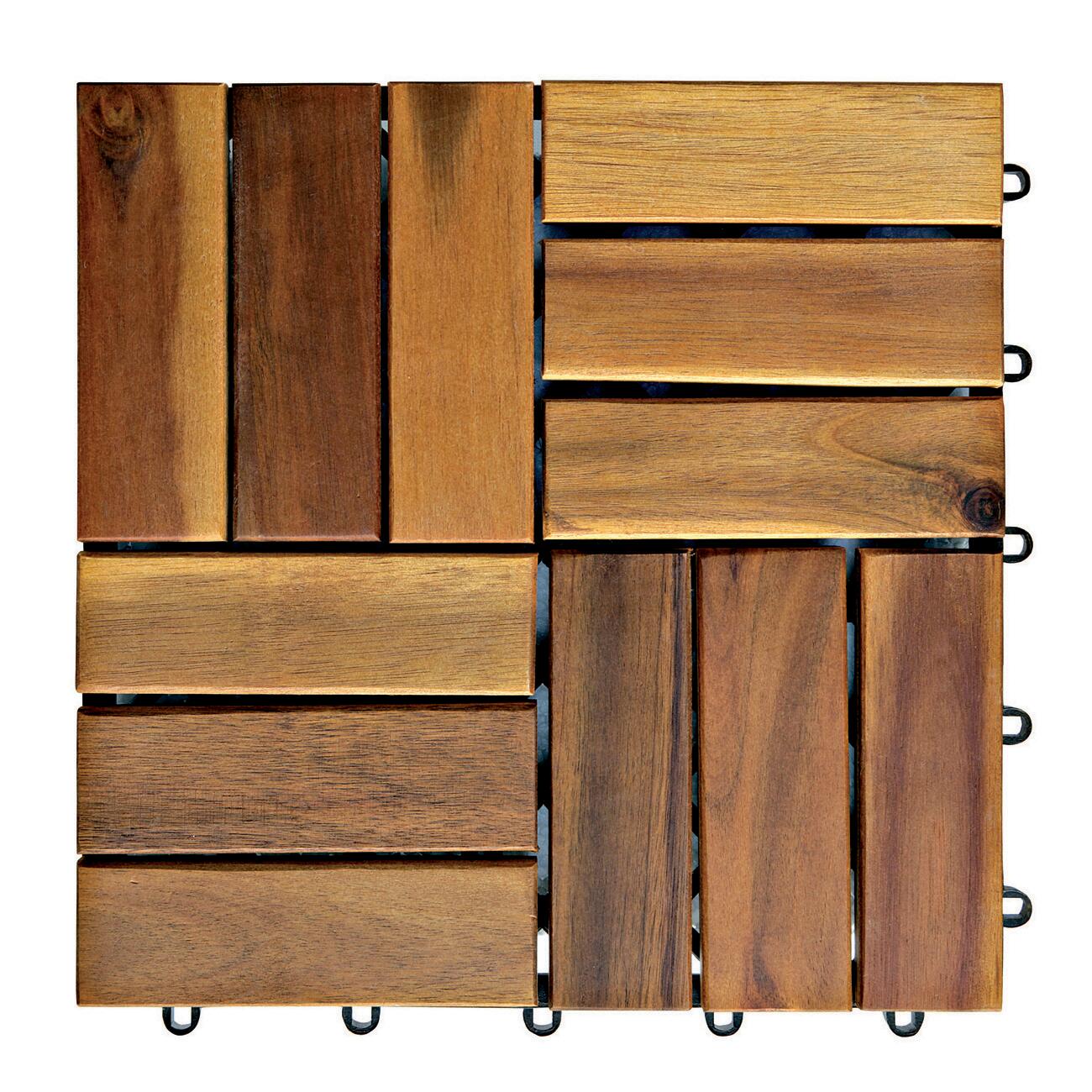 Piastrella a incastro da esterno in legno di acacia miele L 30 x L 30 cm x Sp. 25 mm - 7