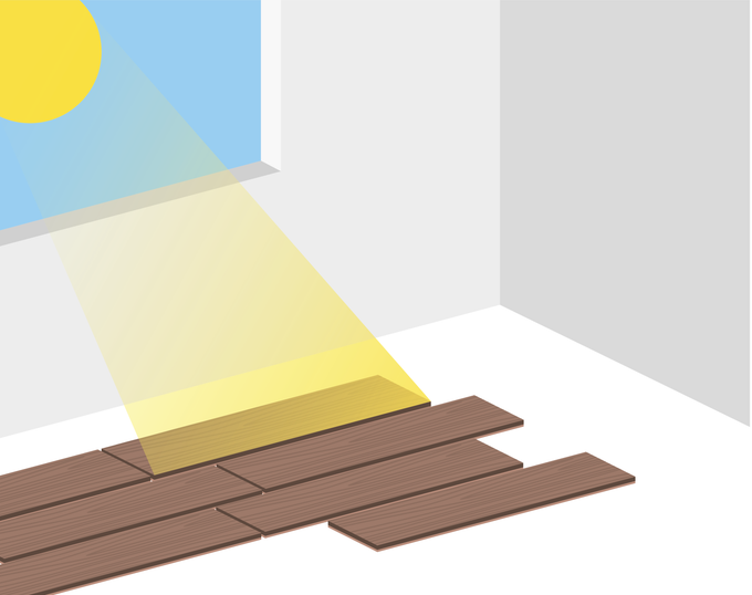 sombra en suelo laminado con bisel