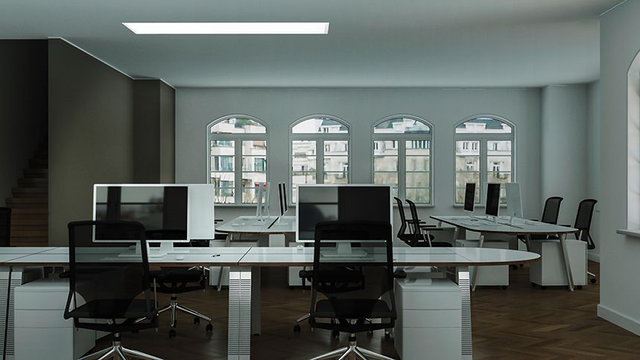 Oficina iluminada.  