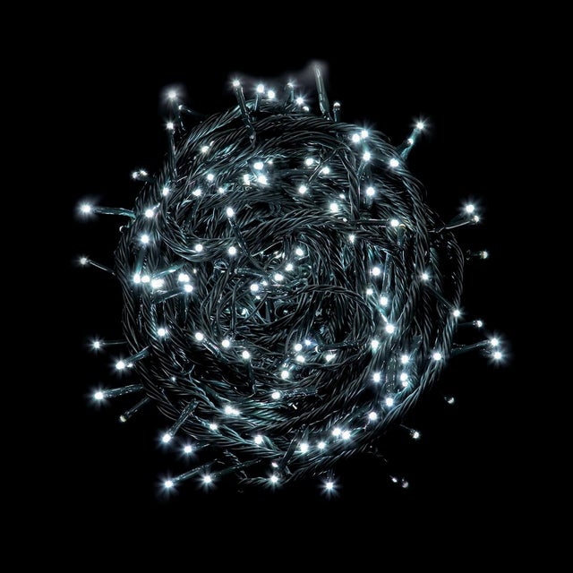 Catena luminosa per albero di Natale da 200 cm Basic con 480 LED a luce bianco freddo, cavo verde, 38,1 m per uso interno/esterno, alimentazione elettrica