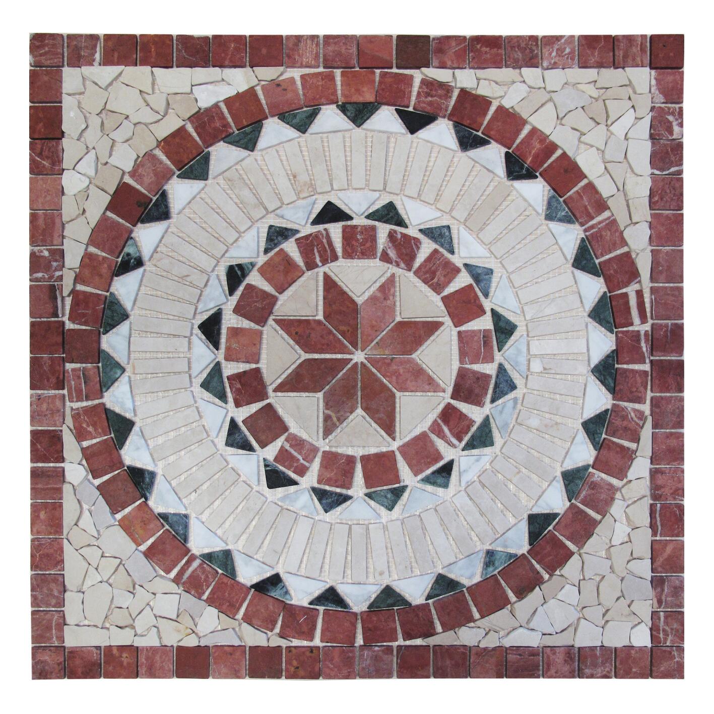 Rosone In Marmo Anticato 67x67 Cm - Grigio E Beige, Piastrelle Per Pavimenti E Pareti - Foto 6