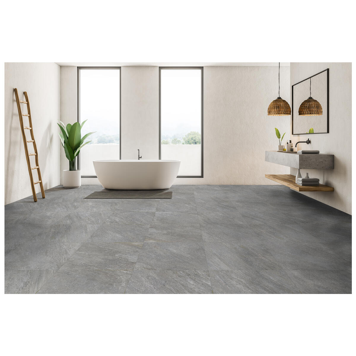 Piastrella da pavimento e rivestimento interno in gres porcellanato 60 x 60 cm rettificato grigio opaco Defender R10 traffico intenso (pei 4/5) Sp. 9 mm 1.44 mq - 3