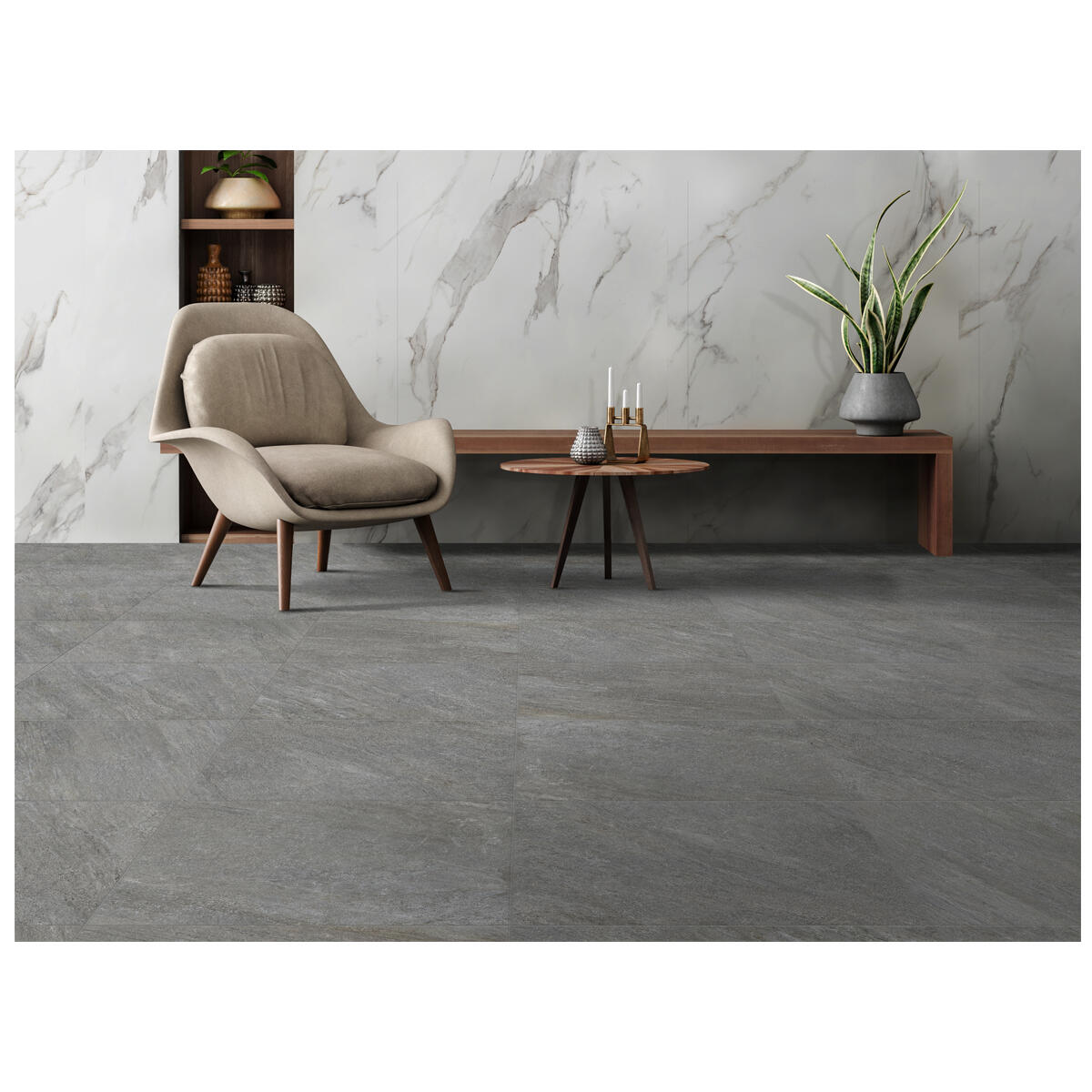 Piastrella da pavimento e rivestimento interno in gres porcellanato 60 x 60 cm rettificato grigio opaco Defender R10 traffico intenso (pei 4/5) Sp. 9 mm 1.44 mq - 2