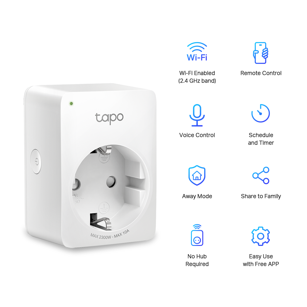 Tomada wifi 2,4ghz TPLINK tapo P100 10A - 8