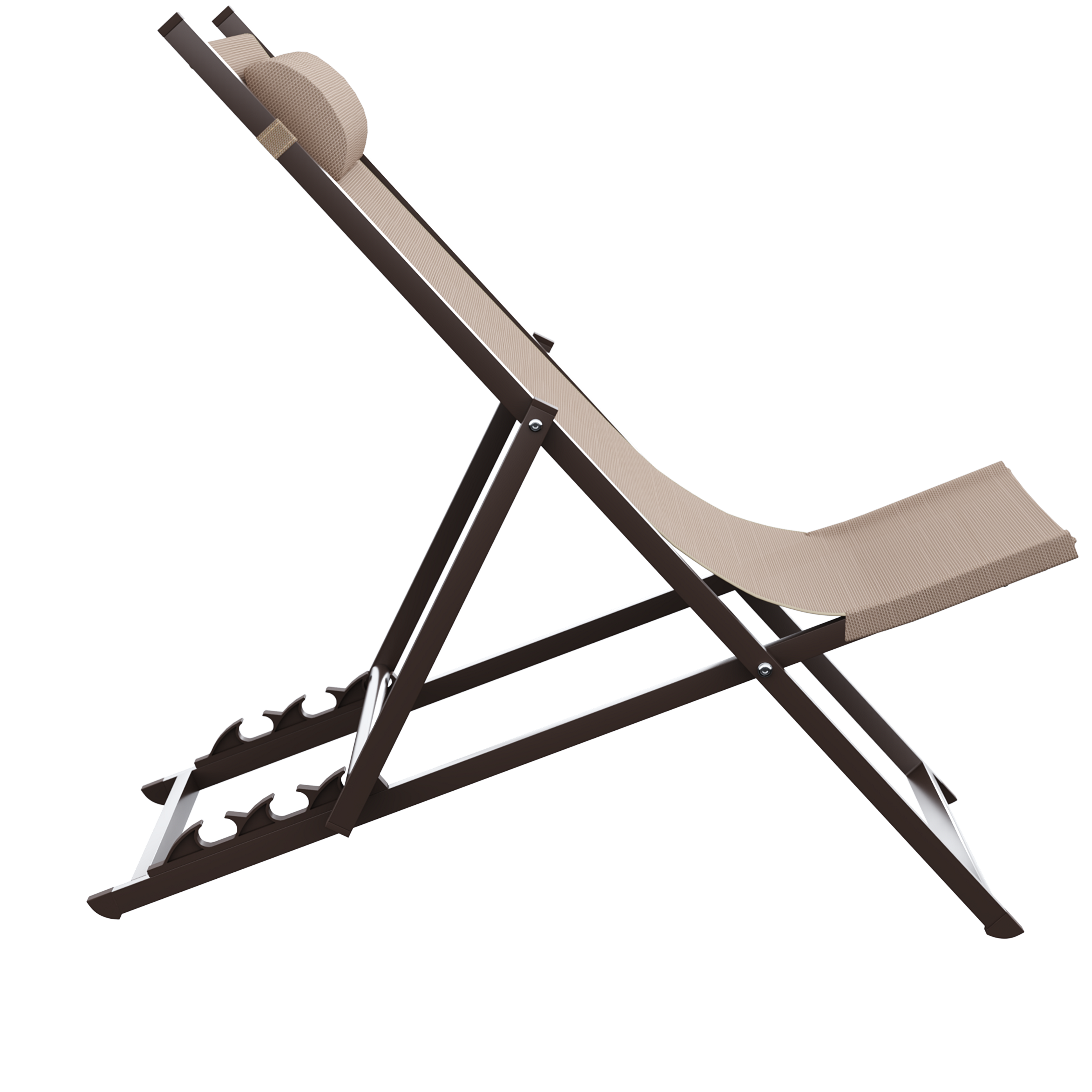 Sedia a sdraio da giardino in alluminio pieghevole Cruz NATERIAL, seduta in textilene marrone - 9