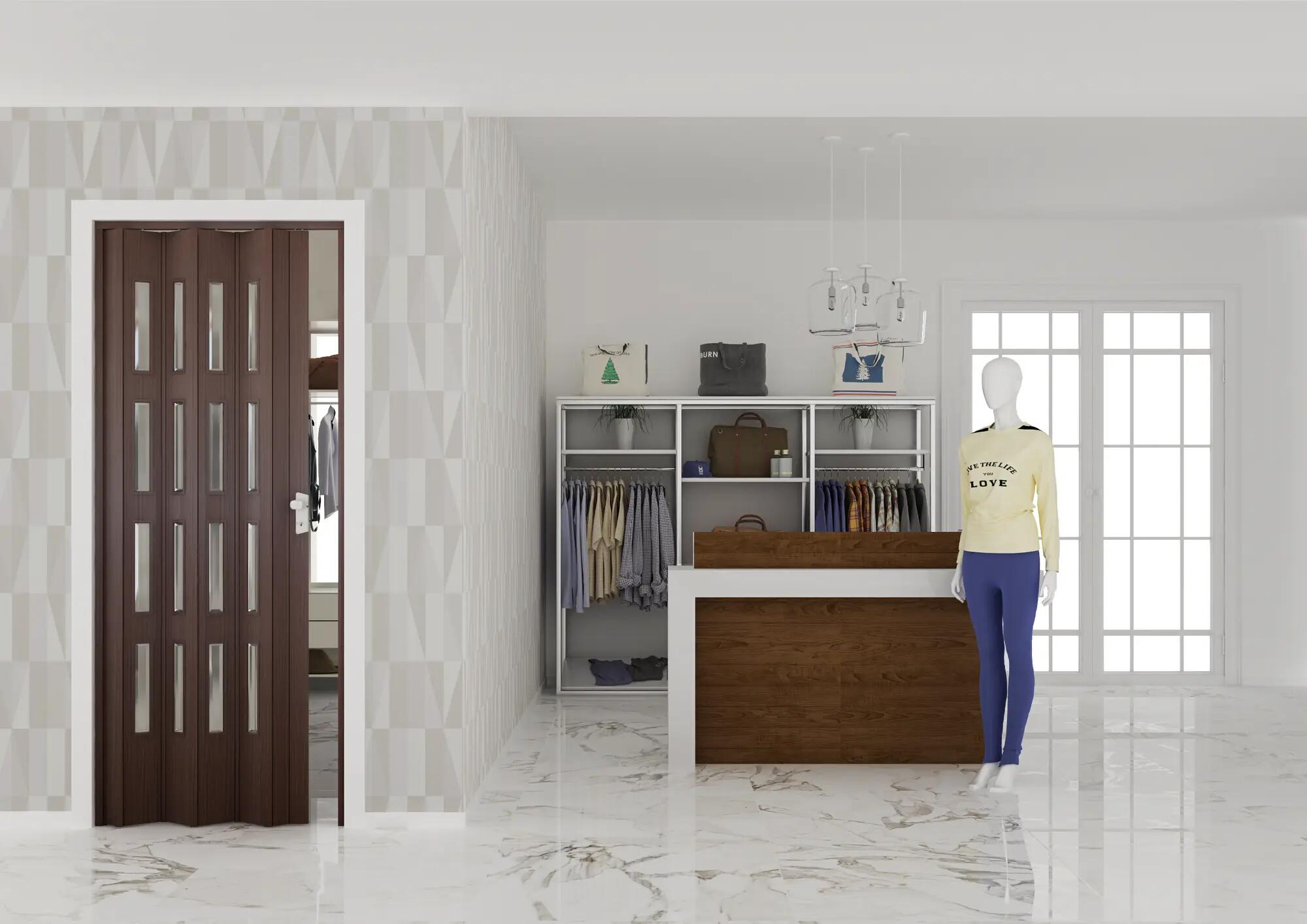 Porta A Soffietto Luciana In PVC Bianca - Made In Italy, 88.5x214 Cm, Garanzia 10 Anni - Foto 8