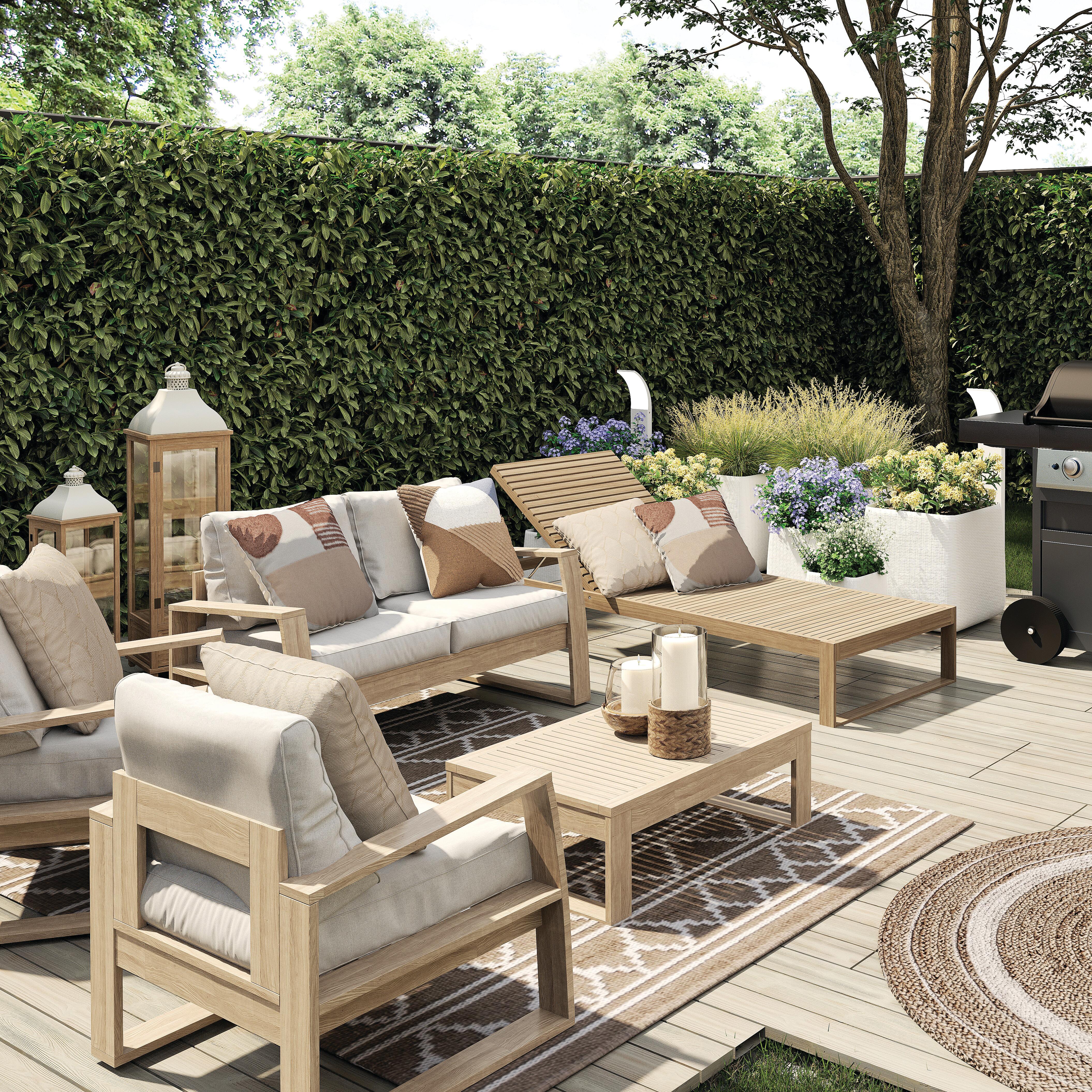 Sedia da giardino in acacia con braccioli pieghevole Solaris NATERIAL, seduta in acacia beige - 5