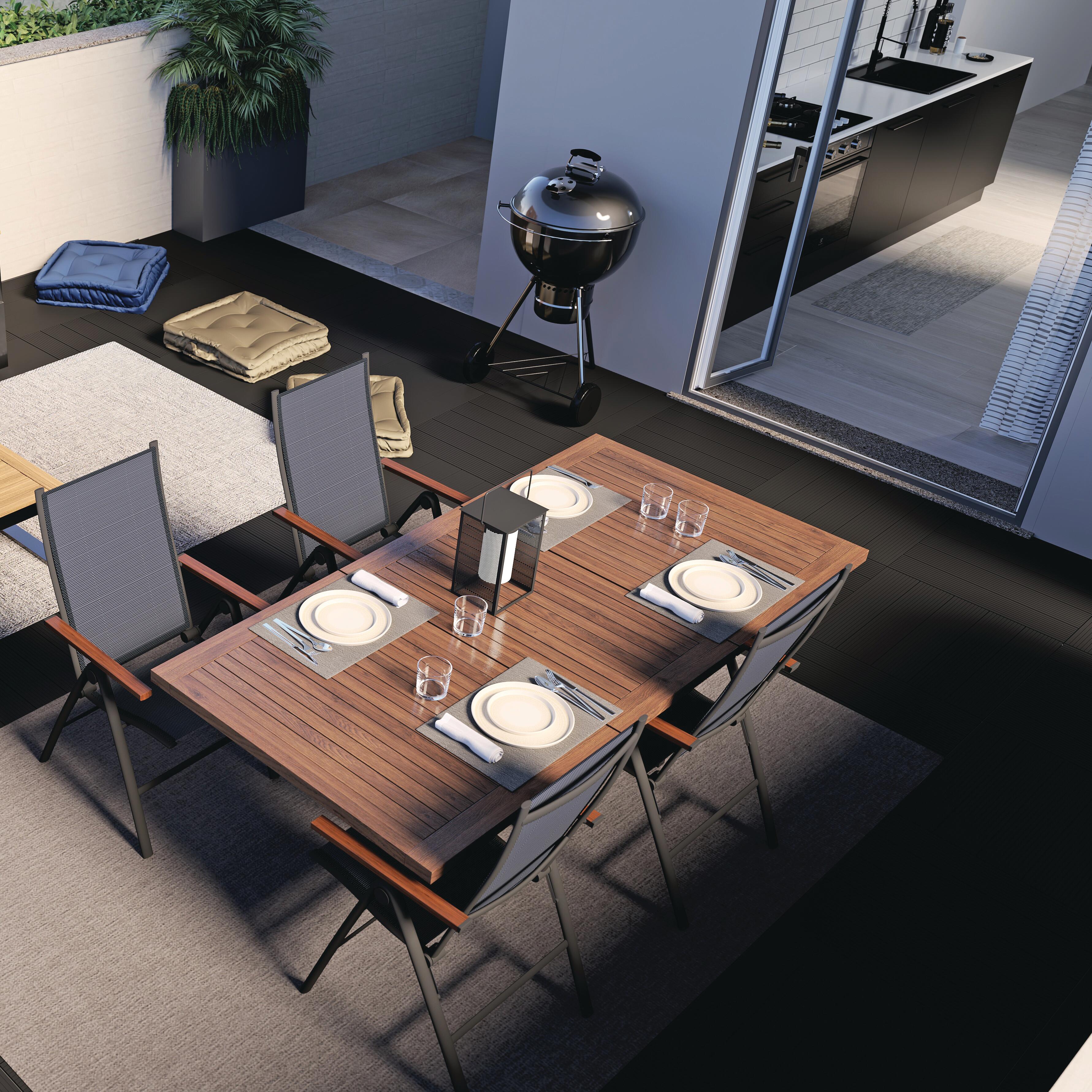 Tavolo da giardino allungabile Oris NATERIAL in alluminio grigio con piano in eucalipto per 6 persone 180/240x100cm - 6