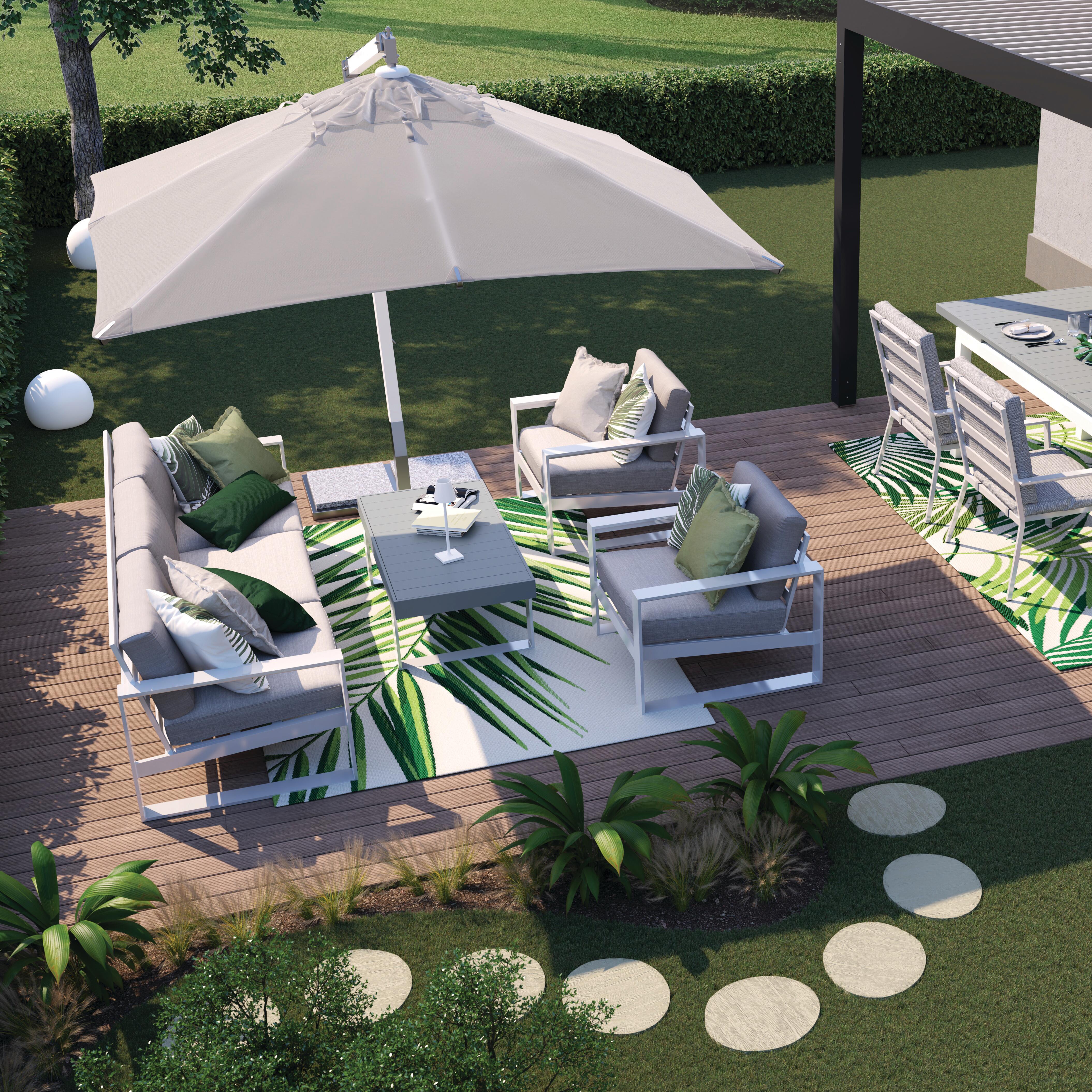 Ombrellone a palo laterale bianco Rimini SCOLARO con telo quadrato ecru L 300 x P 300 x H 310 cm - 2