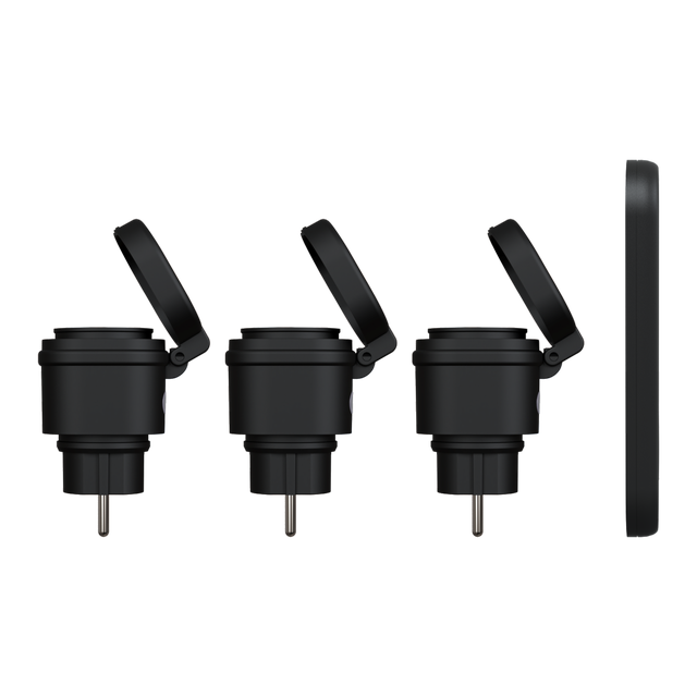 3 tomadas exteriores com comando preto LEXMAN