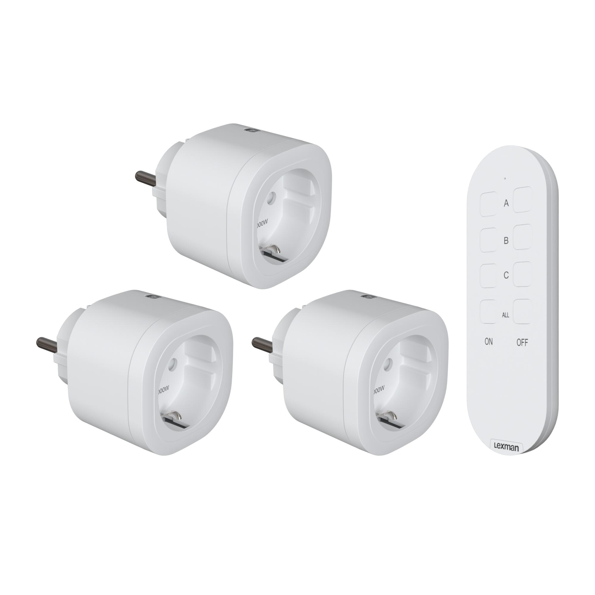 Kit de 3 enchufes con mando a distancia lexman hasta 3000w