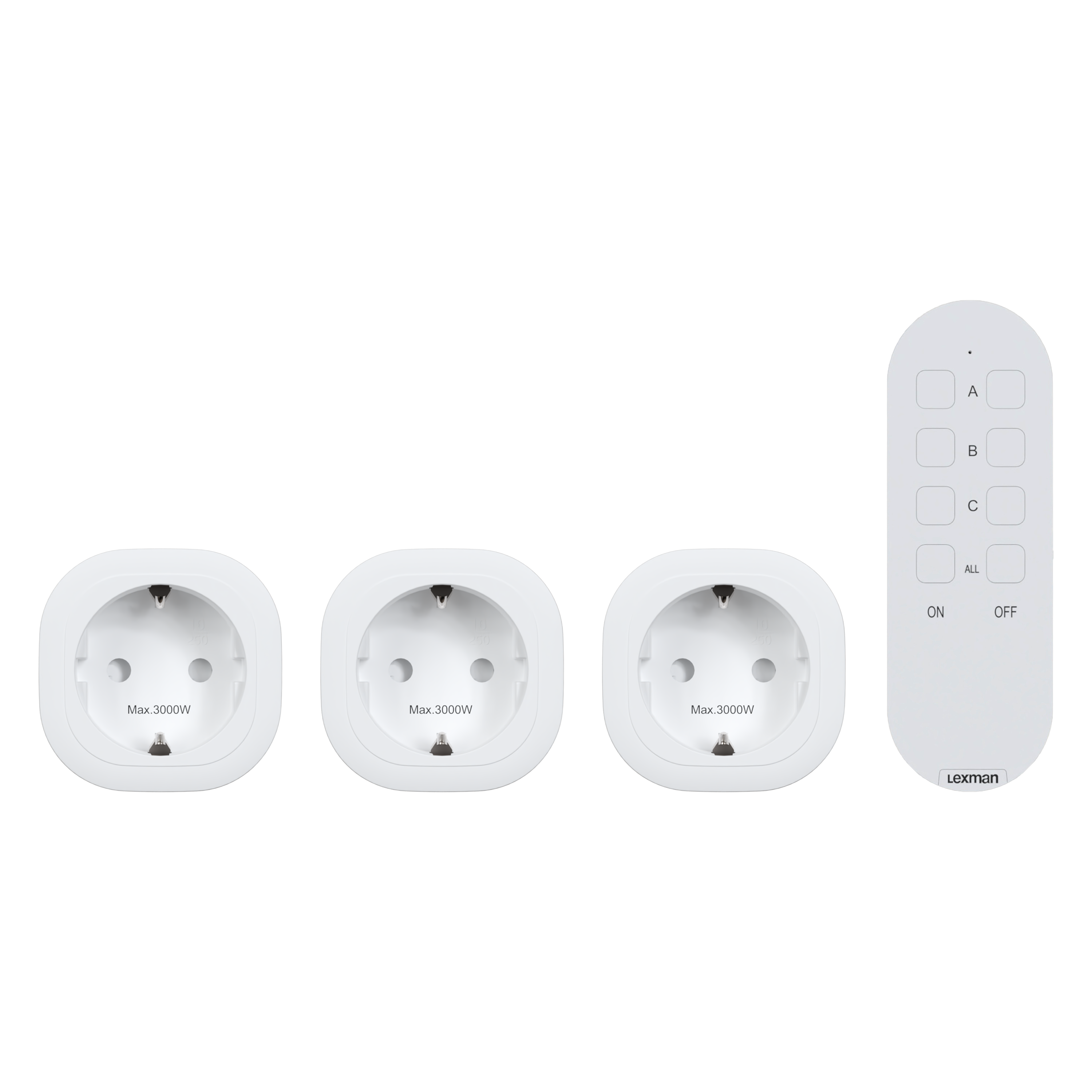 3 tomadas interiores com comando branco LEXMAN - 10