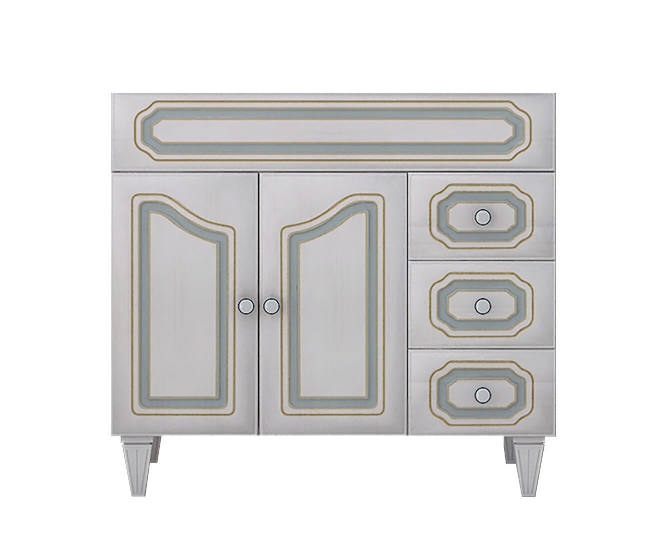 Mobile da bagno da fissare L 90 x H 86 x P 49 cm beige, 3 ante BADEN HAUS Caravaggio - 5