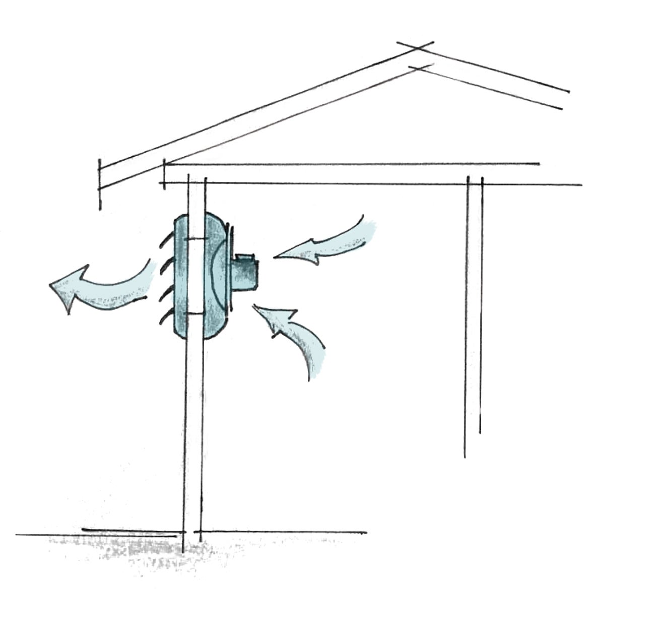 Aspiratore da parete AVP MONO 250 ø 250 mm, portata aria 900 m/h - 2