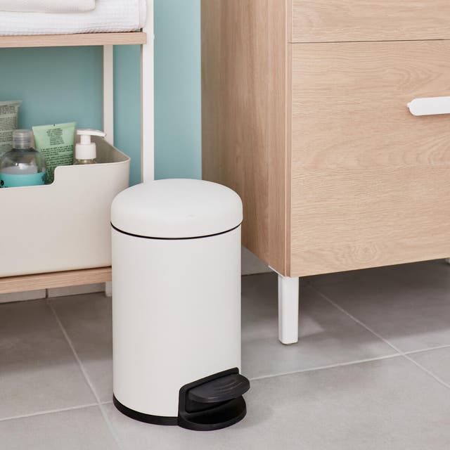 Pattumiera piccola con coperchio, secchio for la spazzatura del bagno da 4 galloni, pattumiera compatta da 15 litri con coperchio a pressione, armadietto, sotto il lavandino, cucina, ufficio (Colore