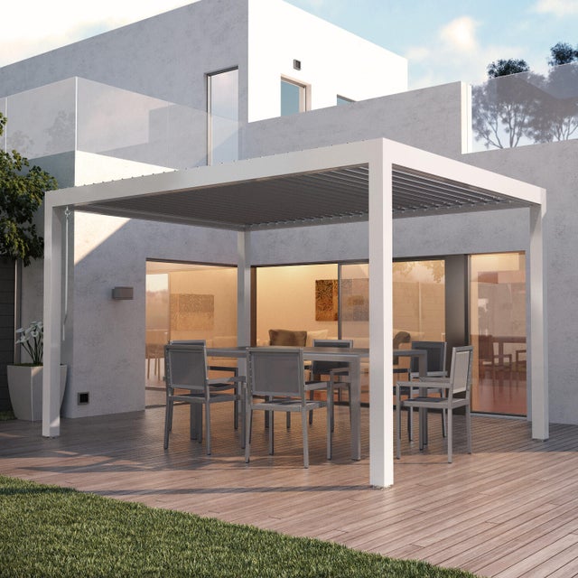 Pergola bioclimatica 392x300 cm in alluminio bianco - Spell