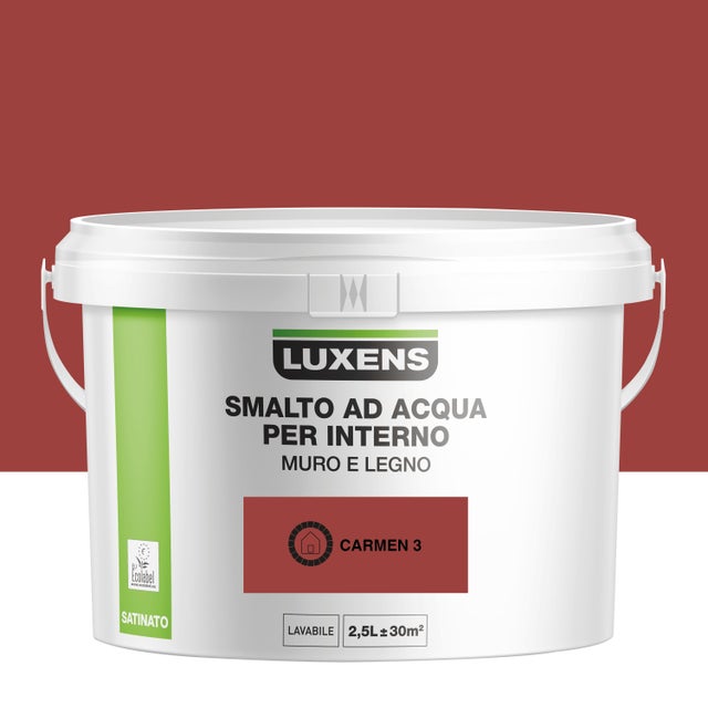Smalto da interno, LUXENS Bimano rosso carmen 3 satinato, 2.5 L