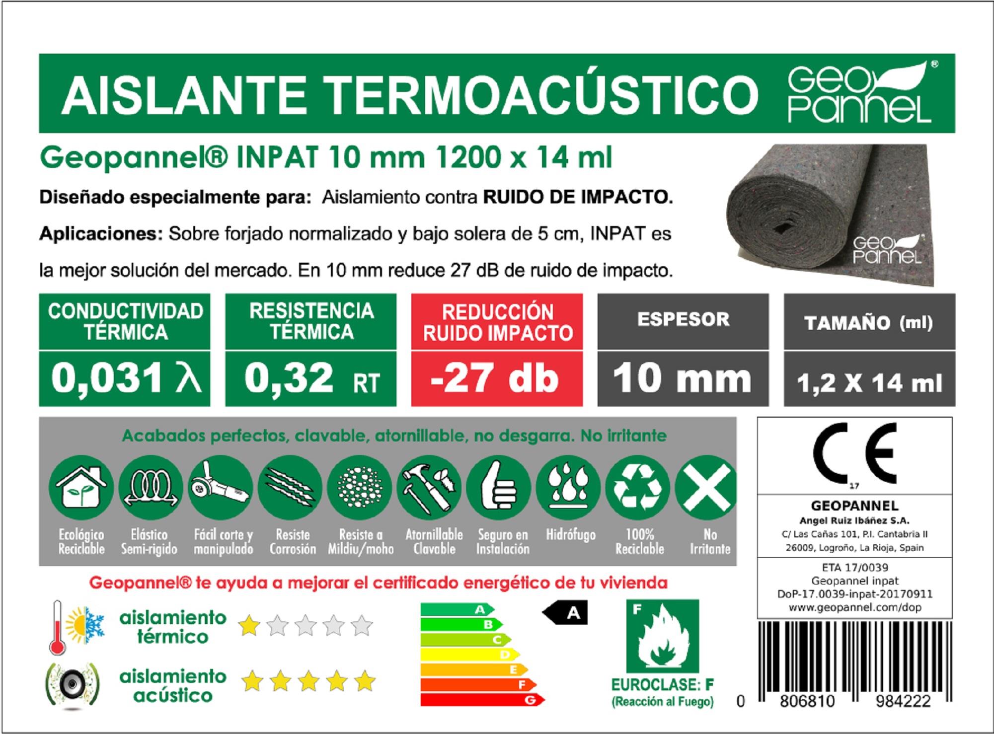 1 ud rollo Algodón GEOPANNEL GEOPAN INPAT Espesor 10mm 1x1m R=0,32 - 8