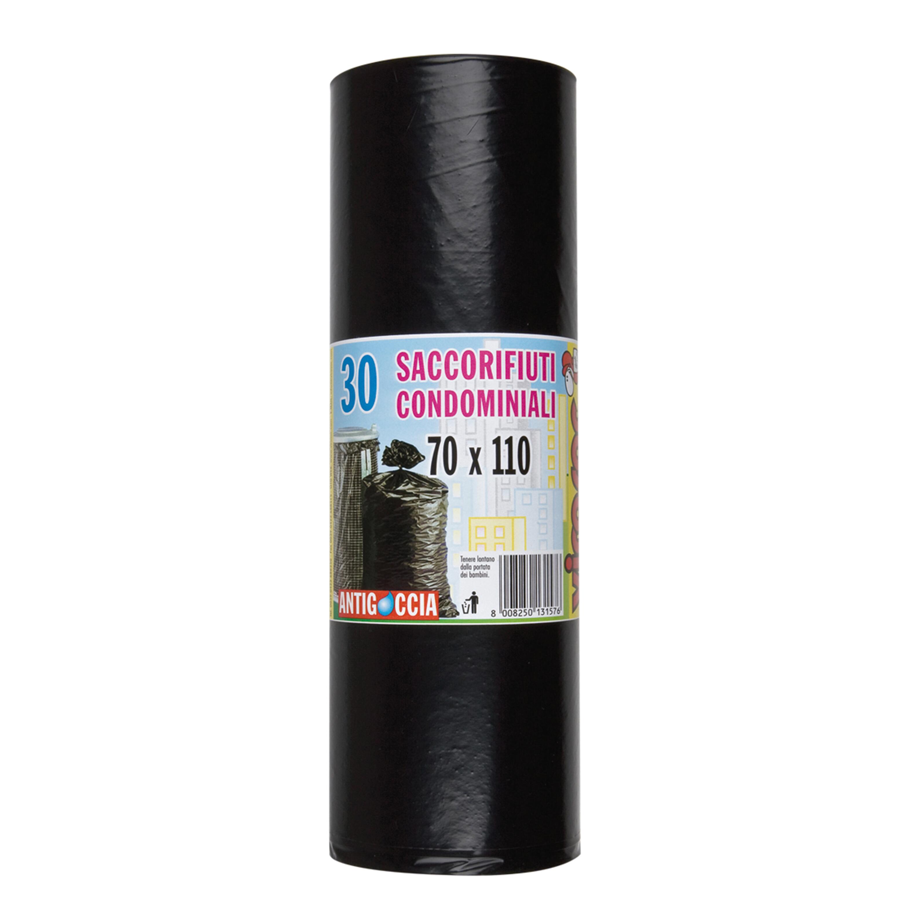 Sacchi Spazzatura HDPE 30 Litri - 50 Pezzi Su Rotolo, Bianchi, Resistenti