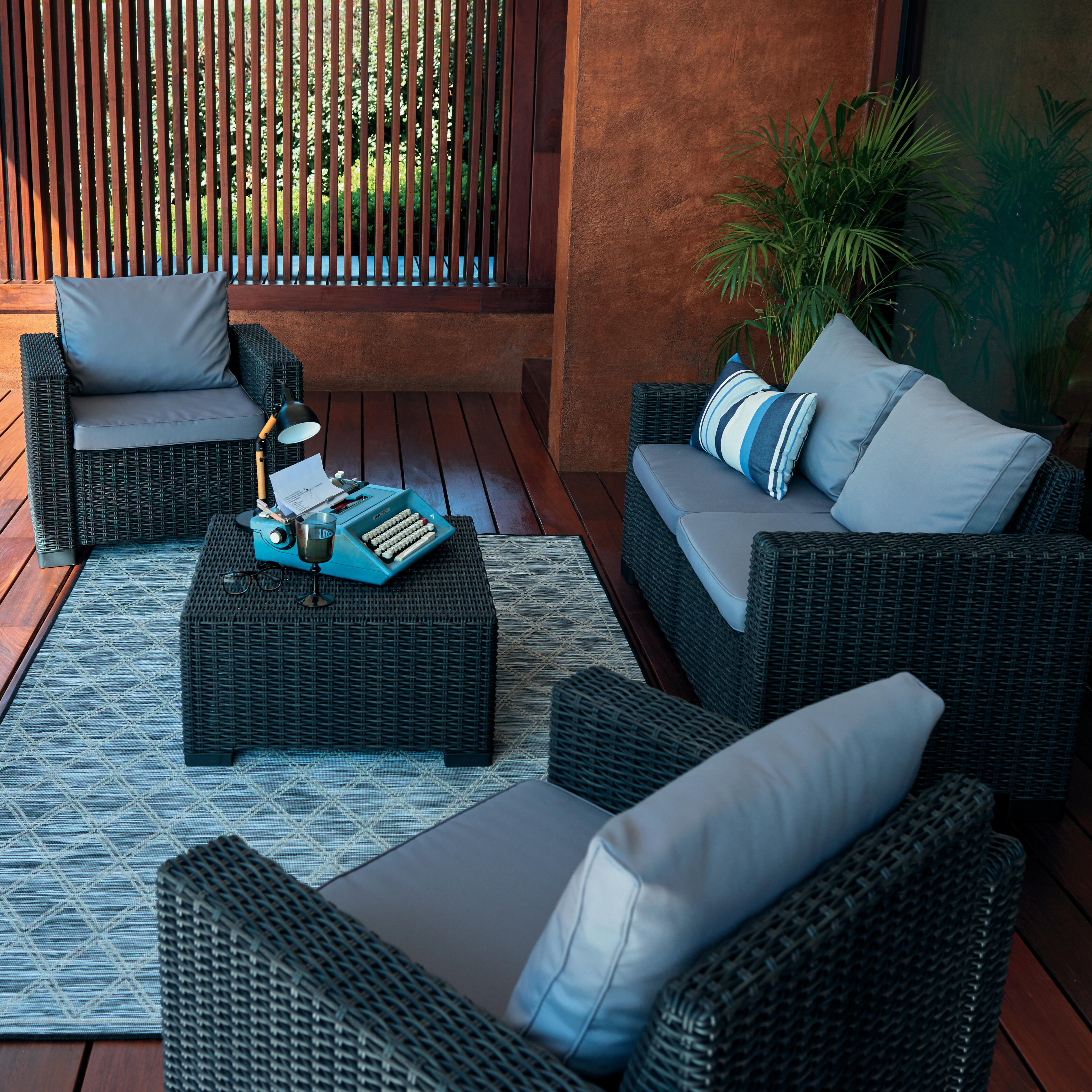 Tavolino da esterno California KETER struttura e superficie in resina antracite per 4 persone 68x68cm - 3