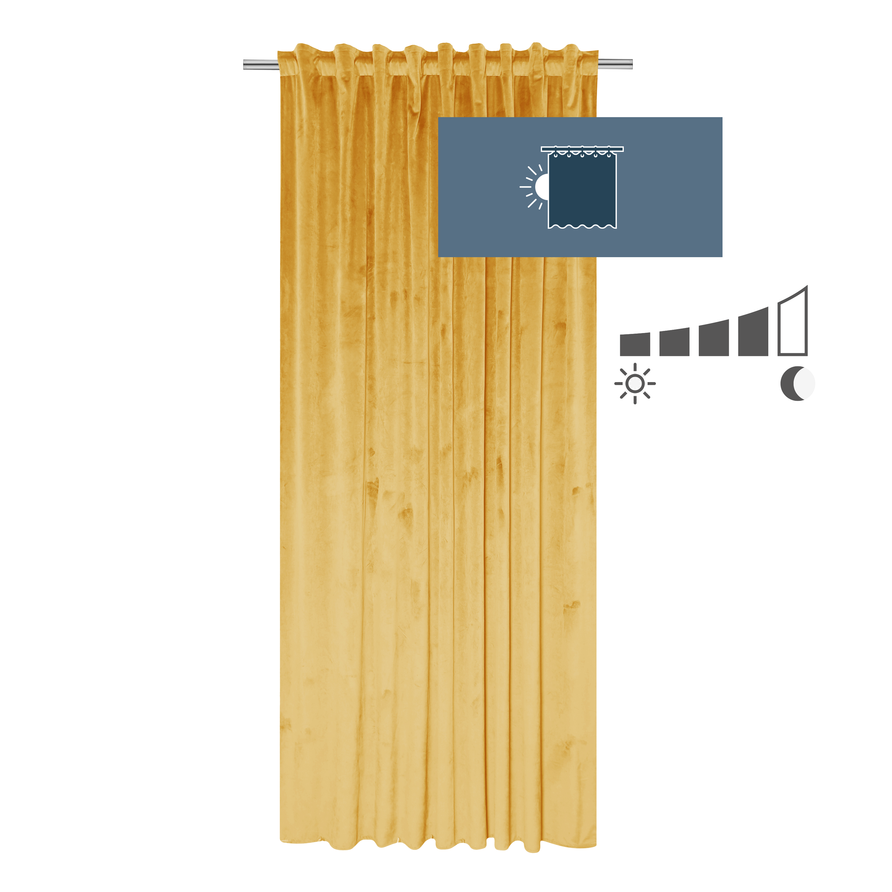 Zasłona welurowa Tony Solemio żółta 200 x 280 cm na taśmie Inspire - 6