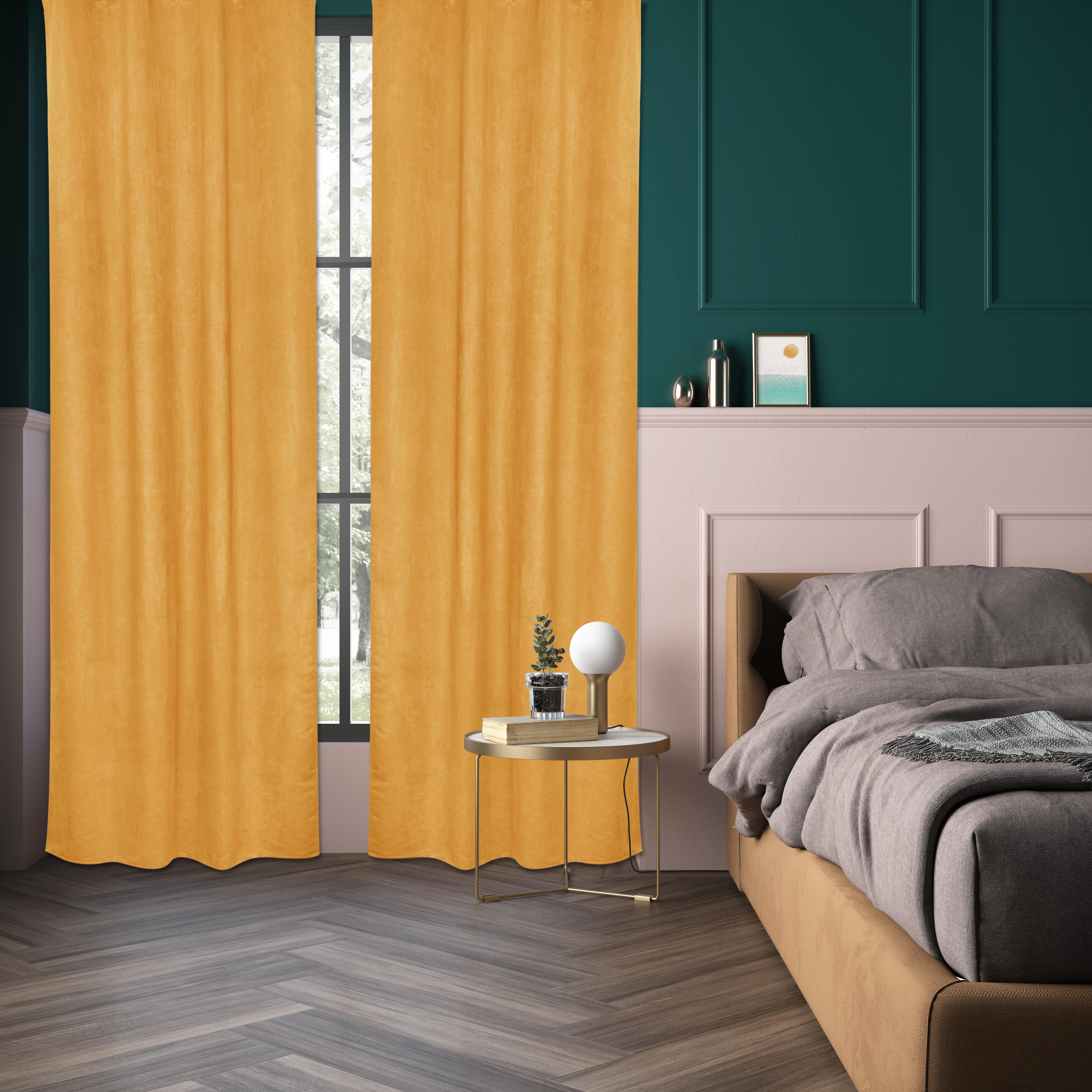 Zasłona welurowa Tony Solemio żółta 200 x 280 cm na taśmie Inspire - 4