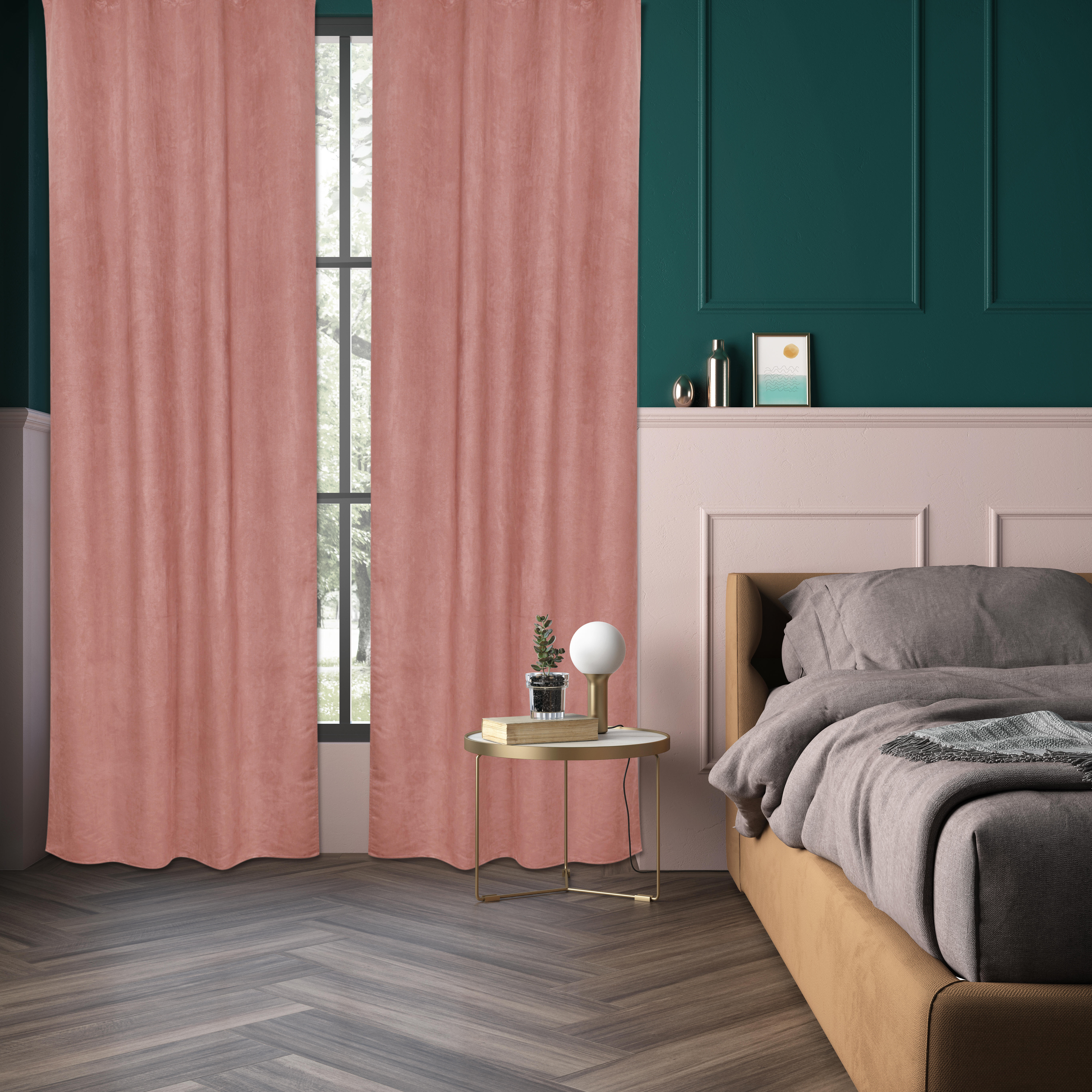 Zasłona welurowa Tony różowa 140 x 280 cm na przelotkach Inspire - 7