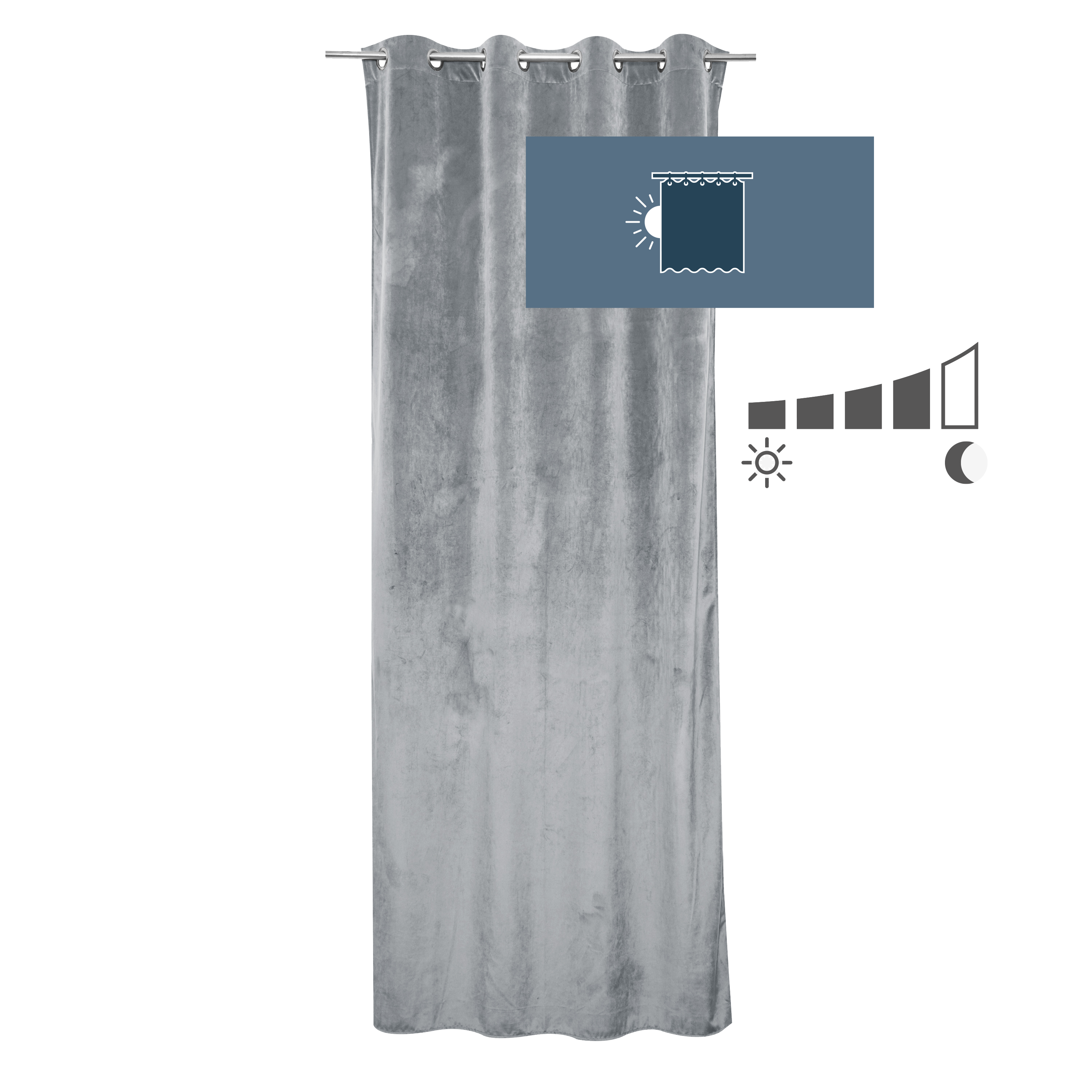 Zasłona welurowa Tony szara 140 x 280 cm na przelotkach Inspire - 8