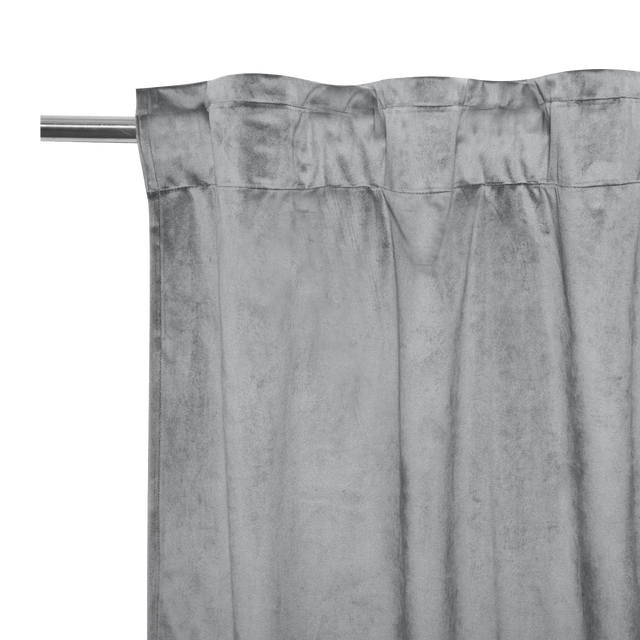 Cortina cinta frunce, trabillas Tony poliéster terciopelo de 300x280cm INSPIRE liso gris granito. Incluye cinta termoadhesiva