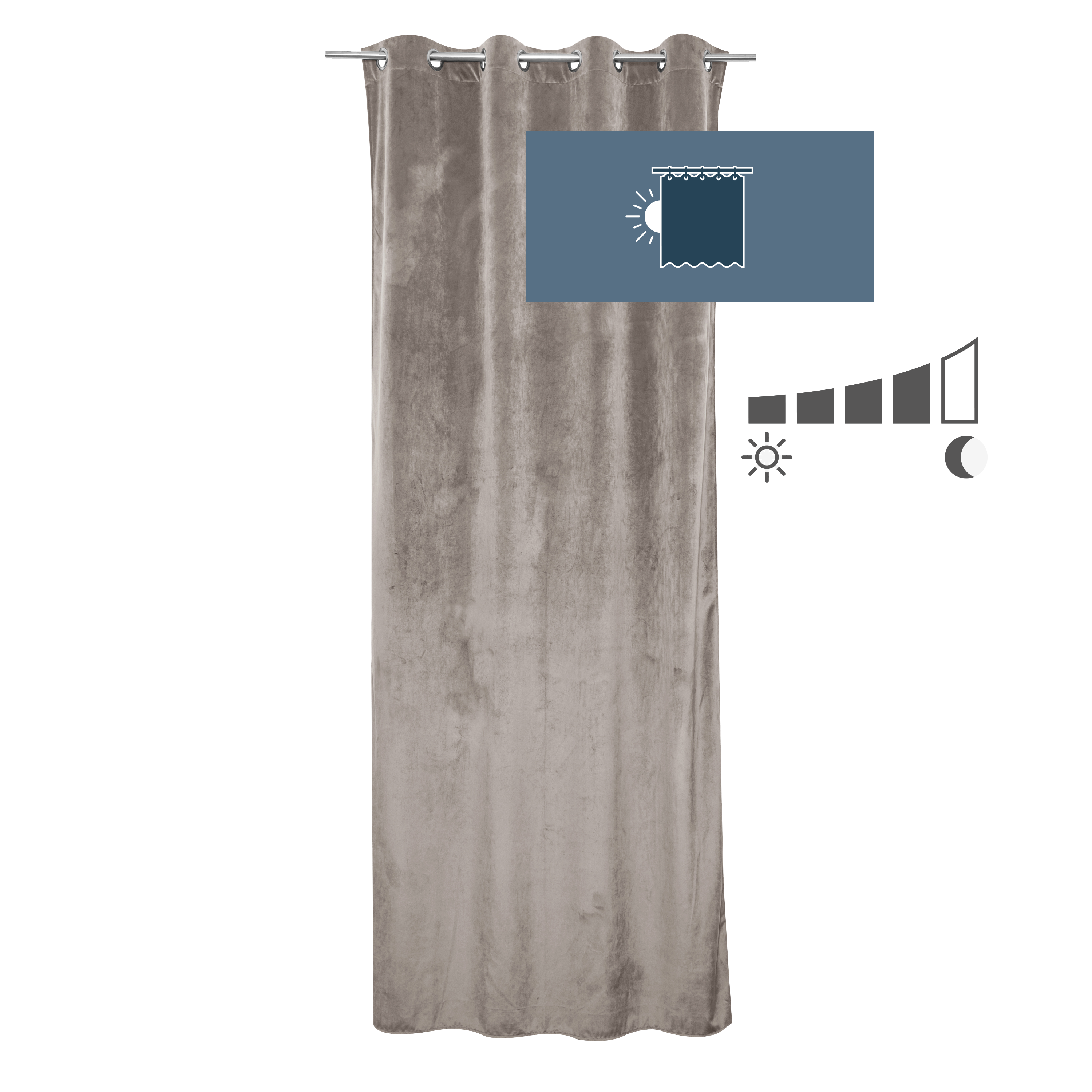 Zasłona welurowa Tony brązowa 140 x 280 cm na przelotkach Inspire - 6