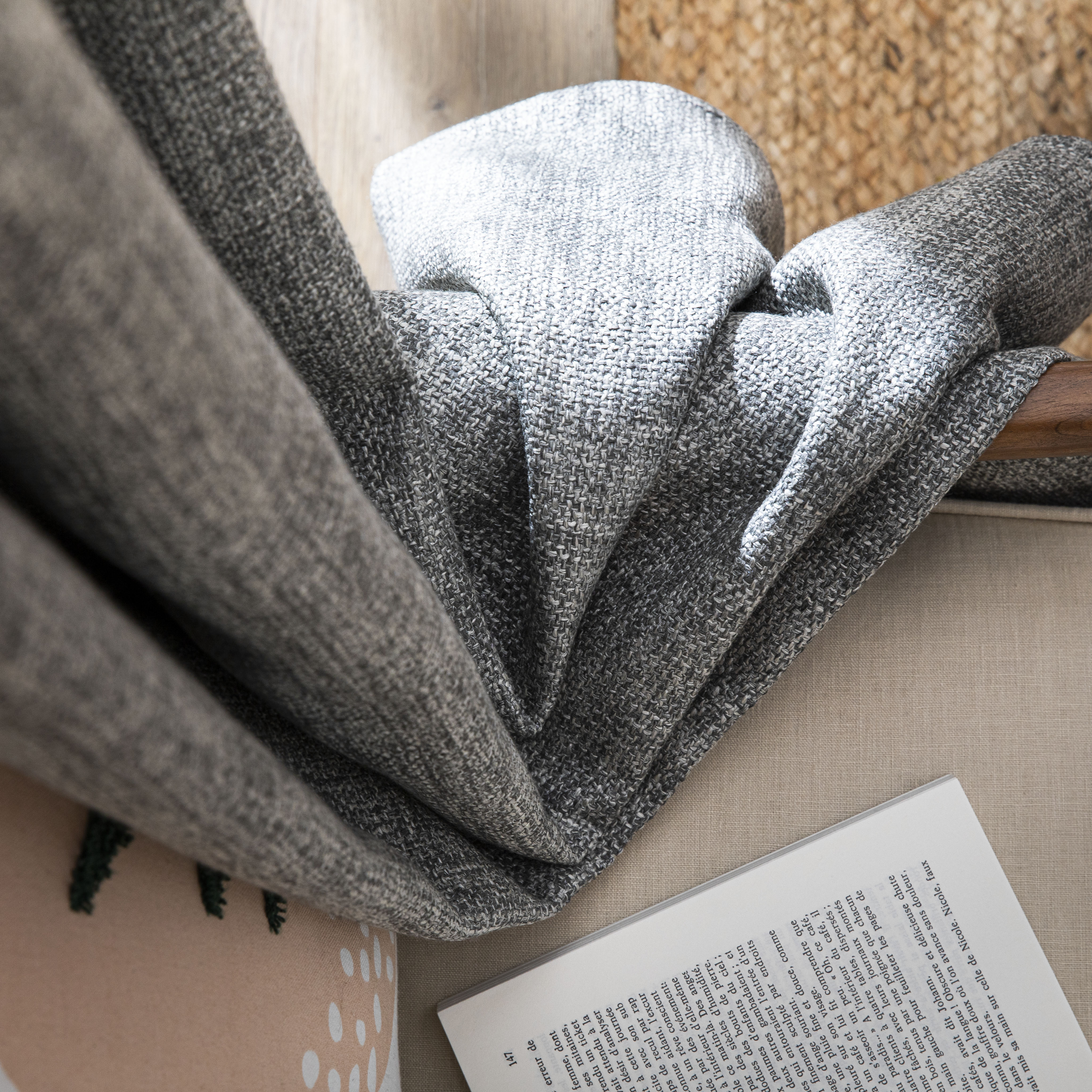 Rideau tamisant produit sans caractéristiques spécifiques, Tricot, coton, gris H - 6