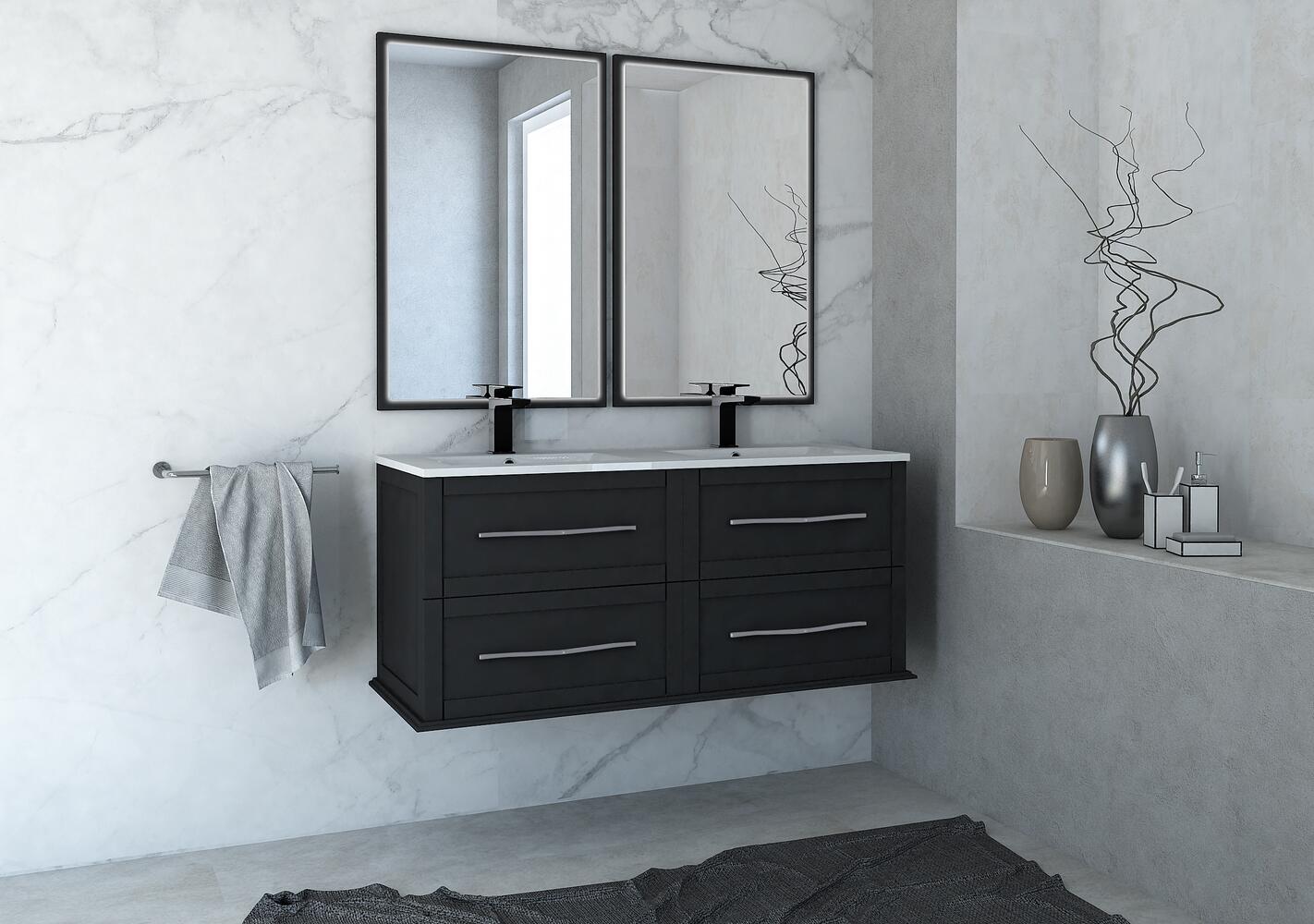 Specchio con illuminazione integrata Tiffany BADEN HAUS L 59 x H 90 x P 4 cm grafite  - 2