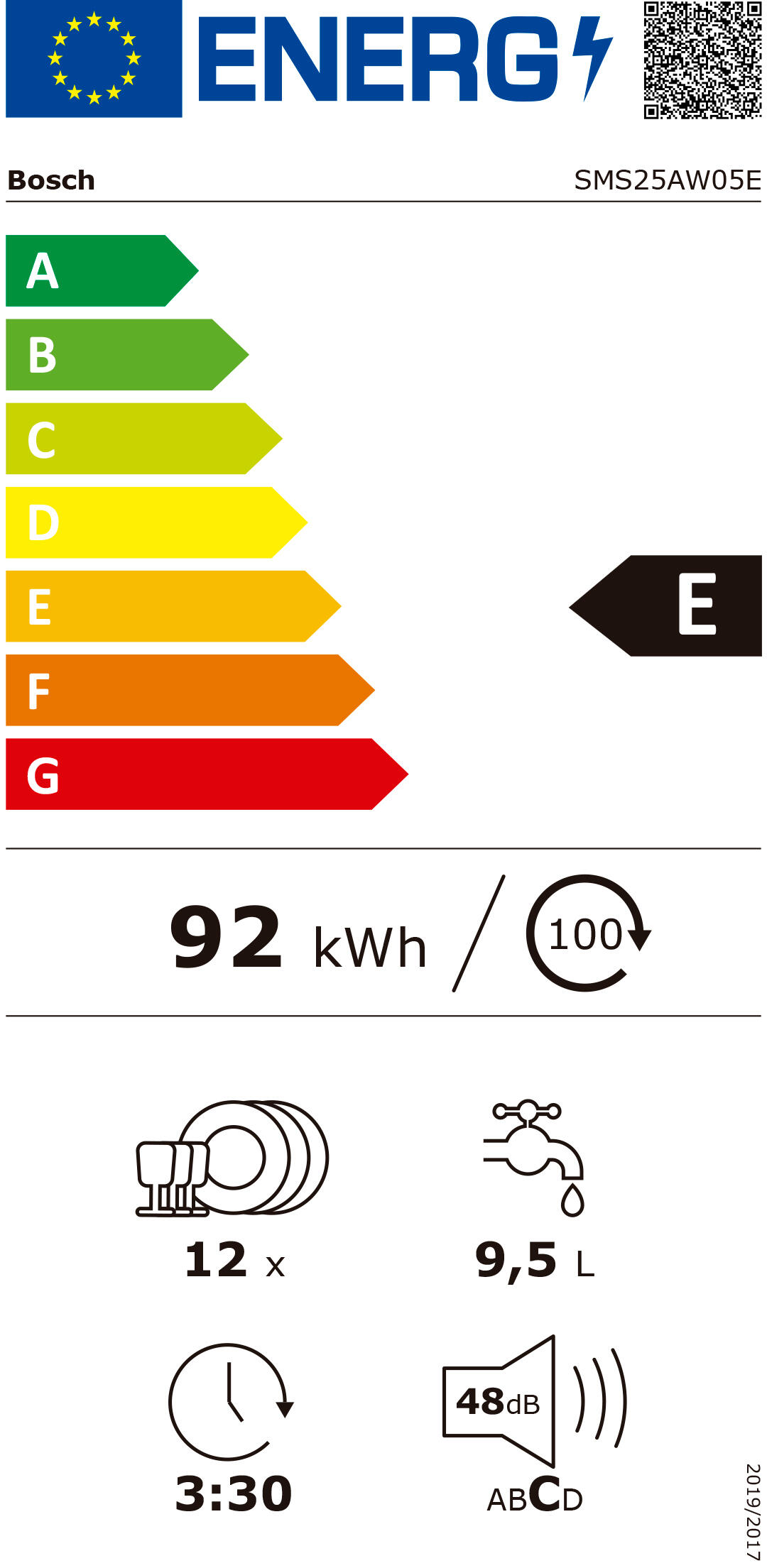 Lavavajillas BOSCH SMS25AW05E 12 cubiertos 5 programas con inicio diferido blanco 60cm clase E - 3