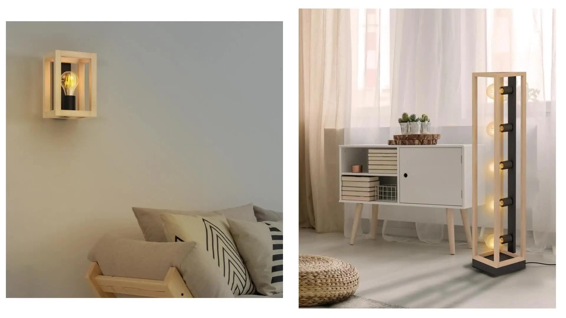 Lámpara de techo colgante de acero marrón y negro ø20 y 100 cm de ancho Elgort INSPIRE 5 luces E27. Altura máxima 110 cm - 10
