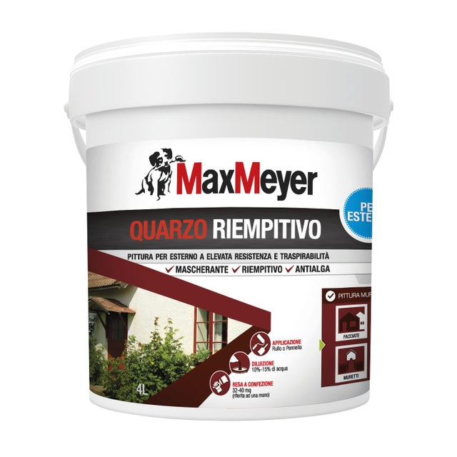 Pittura al quarzo per intonaco MAXMEYER Riempitivo bianco, ruvido opaco, 4 l