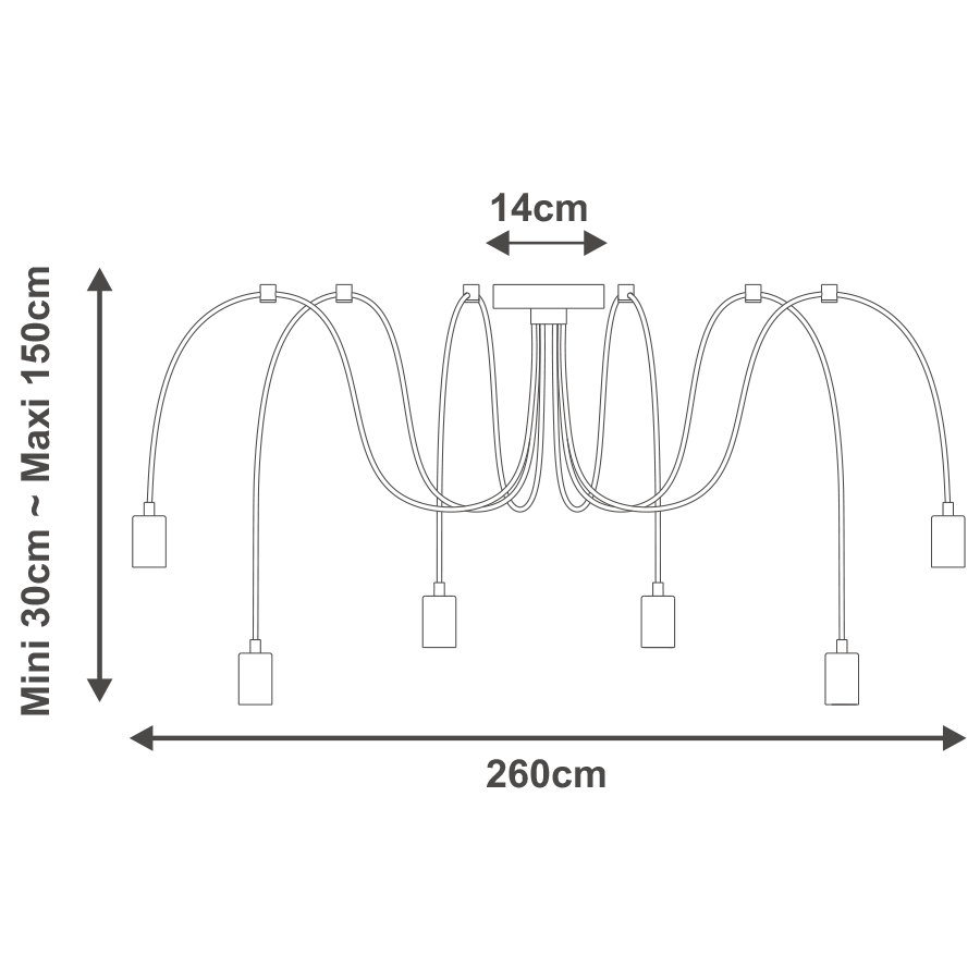 Suspension Easly, acier, noir, Diam.260 cm INSPIRE, E27 - 7