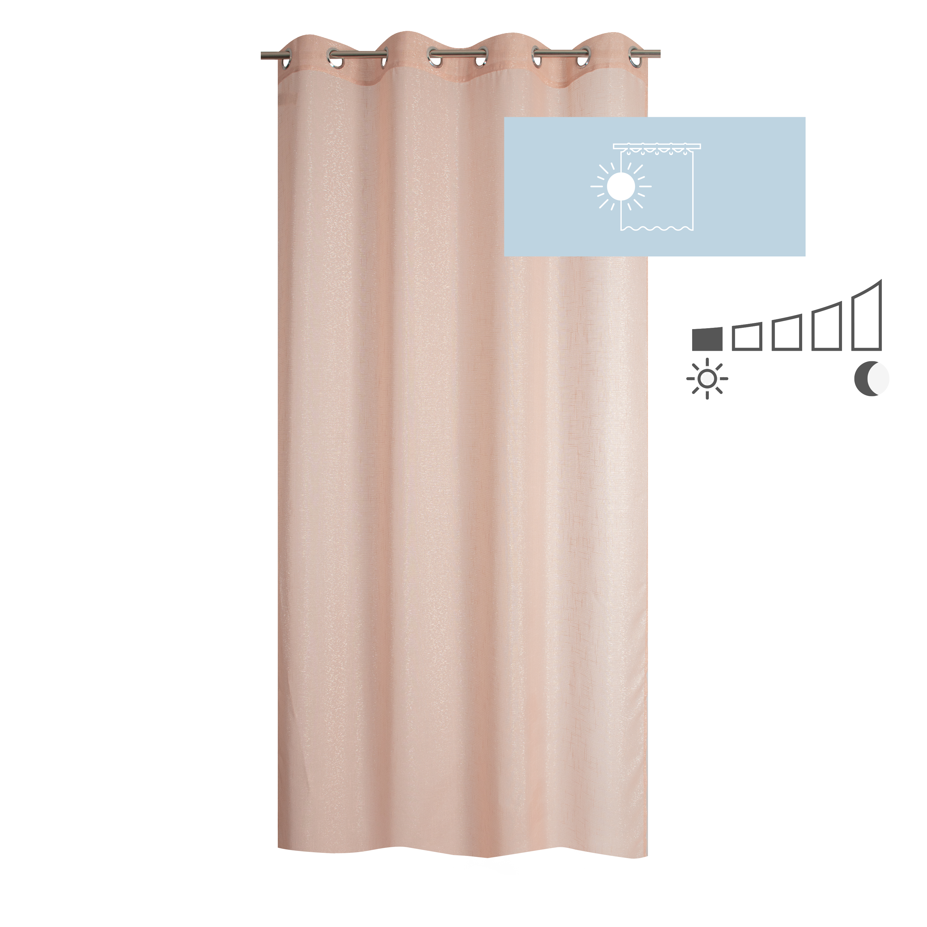 Voilage semi-transparent, Harlana, rose poudré H.260 x l.135 cm INSPIRE - 3