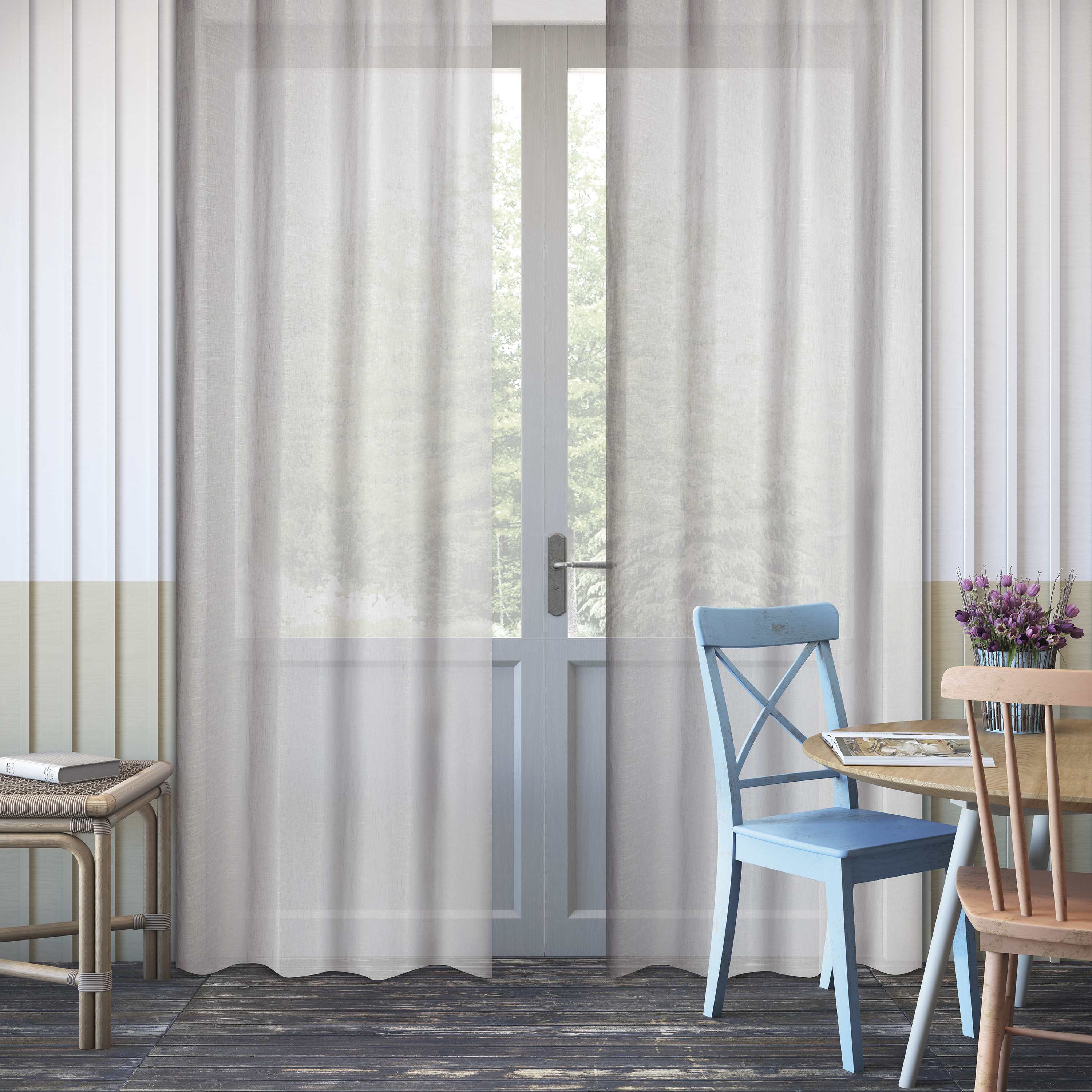 Visillo  ollaos Cambria  INSPIRE liso gris granito de 140x280cm - 3