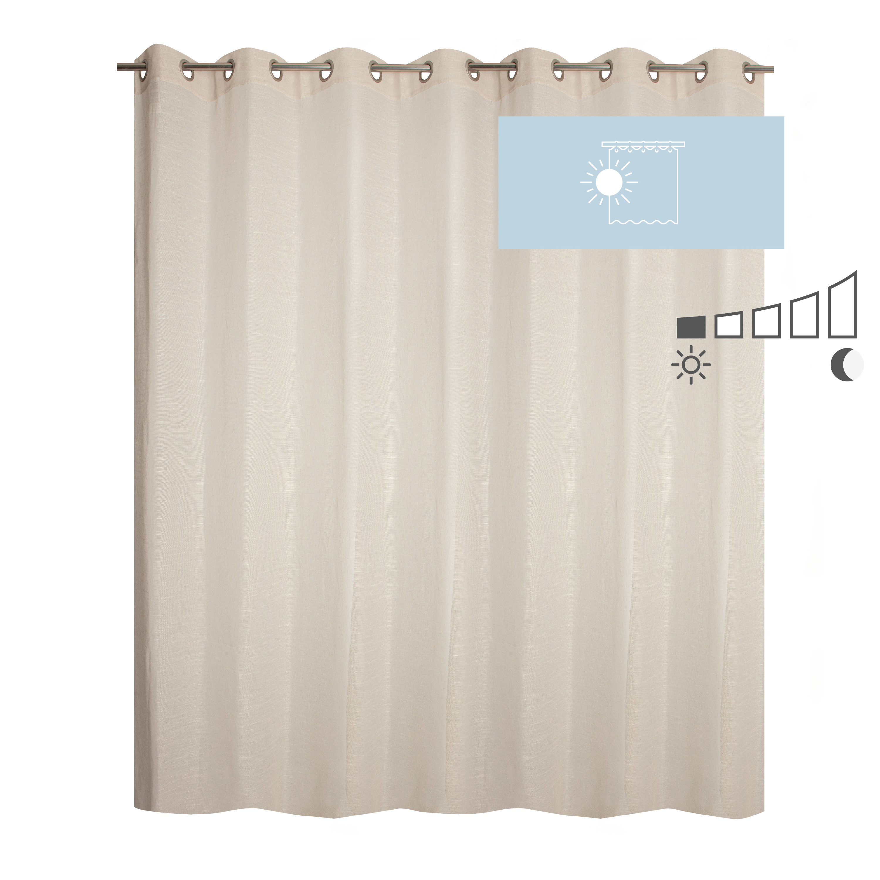 Cortinado ilhós Cambria 200x280cm bege Inspire - 2