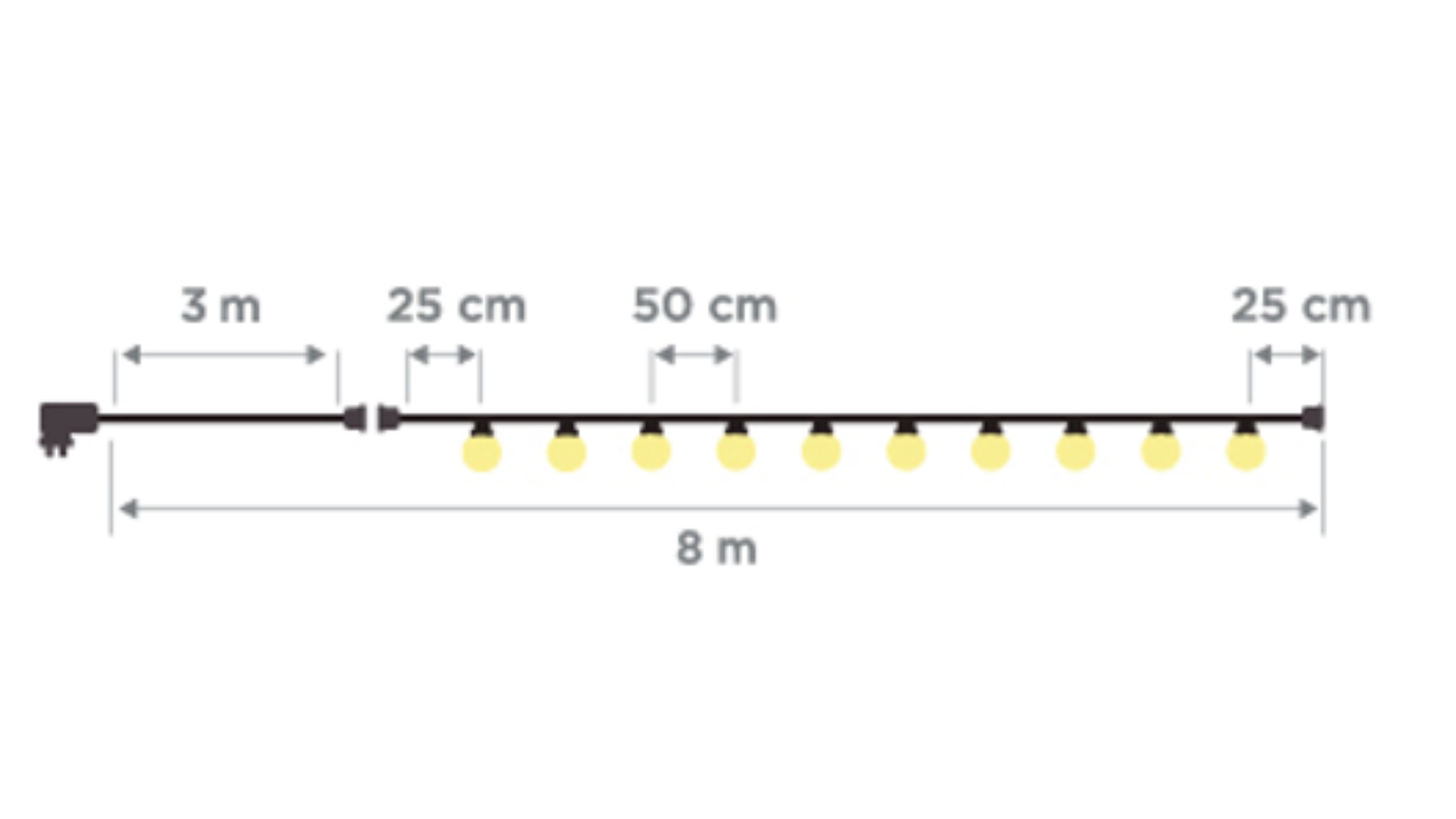 Grinalda exterior Allegra IP44 8m 10 luzes preto New Garden - 8